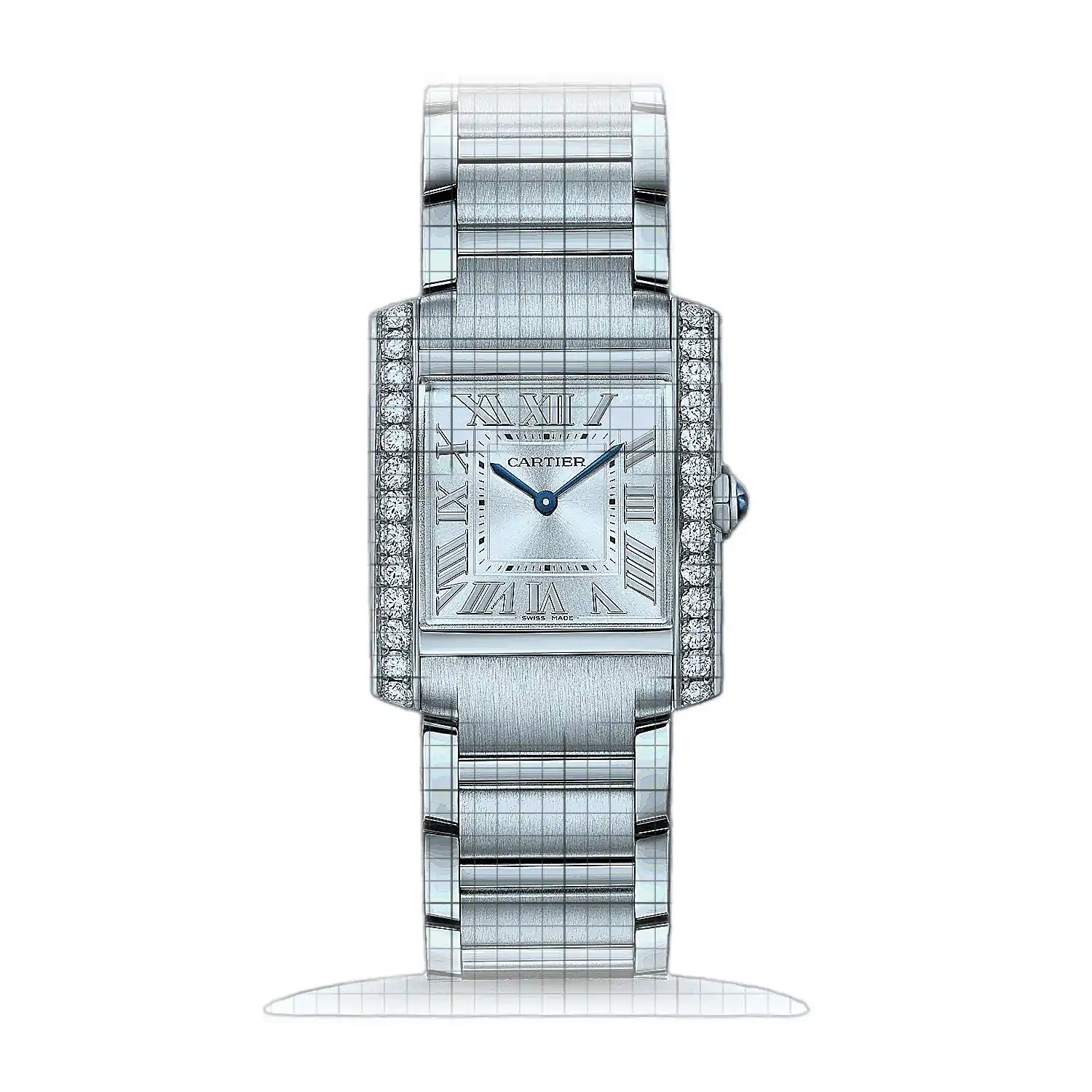 Cartier Tank Française Mittleres Modell W4TA0021 Silver Dial Stainless steel 27mm Watch