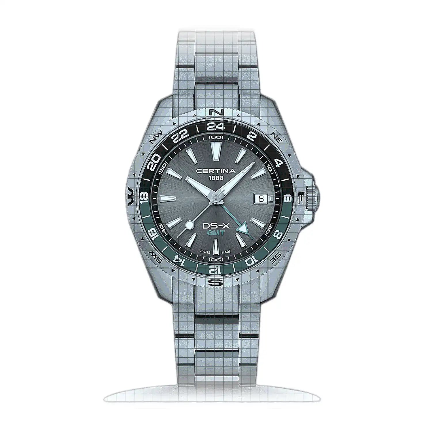Certina DS-X GMT C047.452.11.081.00 Grey Dial Stainless steel 41mm Watch