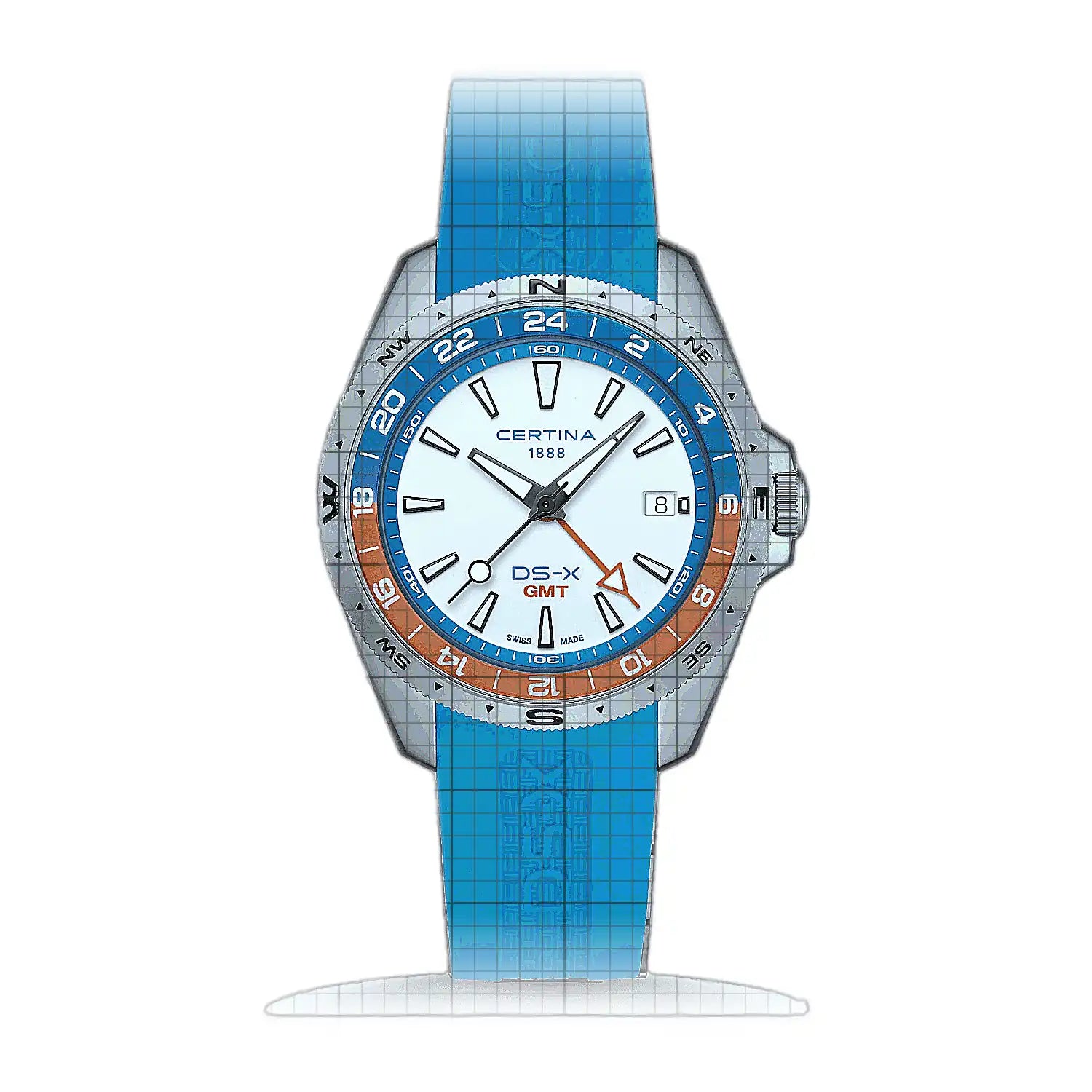 Certina DS-X GMT C047.452.17.011.00 White Dial Stainless steel 41mm Watch