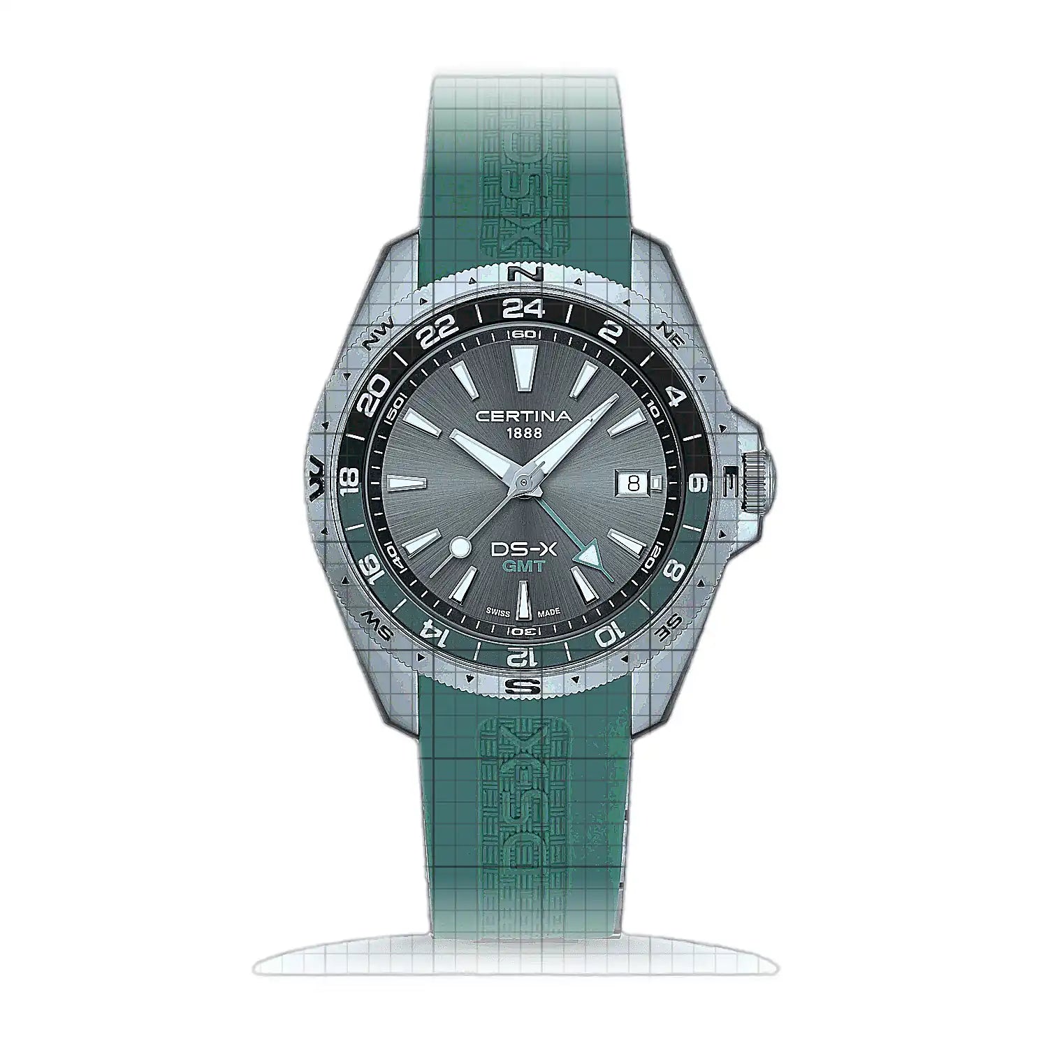 Certina DS-X GMT C047.452.17.081.00 Grey Dial Stainless steel 41mm Watch