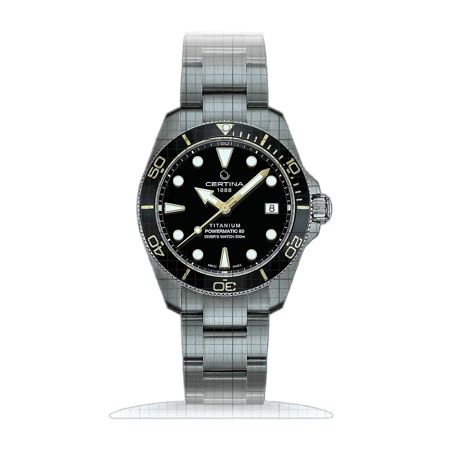 Certina DS Action Diver 38 mm Powermatic 80 C048.807.44.051.00 Black Dial Titanium 38mm Watch
