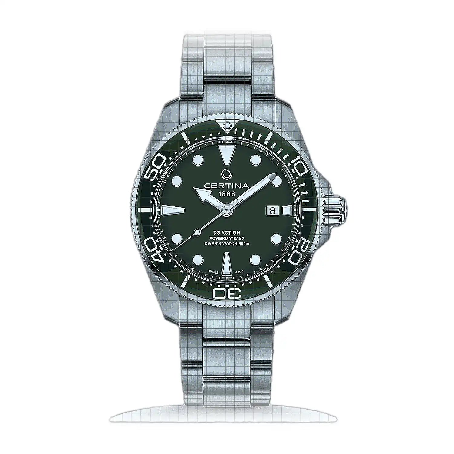 Certina DS Action Diver 43 mm Powermatic 80 C032.607.11.091.00 Green Dial Stainless steel 43mm Watch