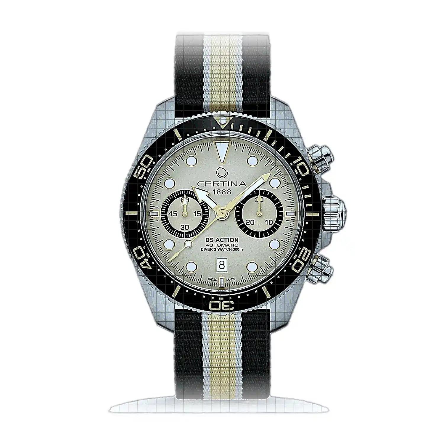 Certina DS Action Diver Chrono C032.827.18.271.00 Gold Dial Stainless steel 45mm Watch