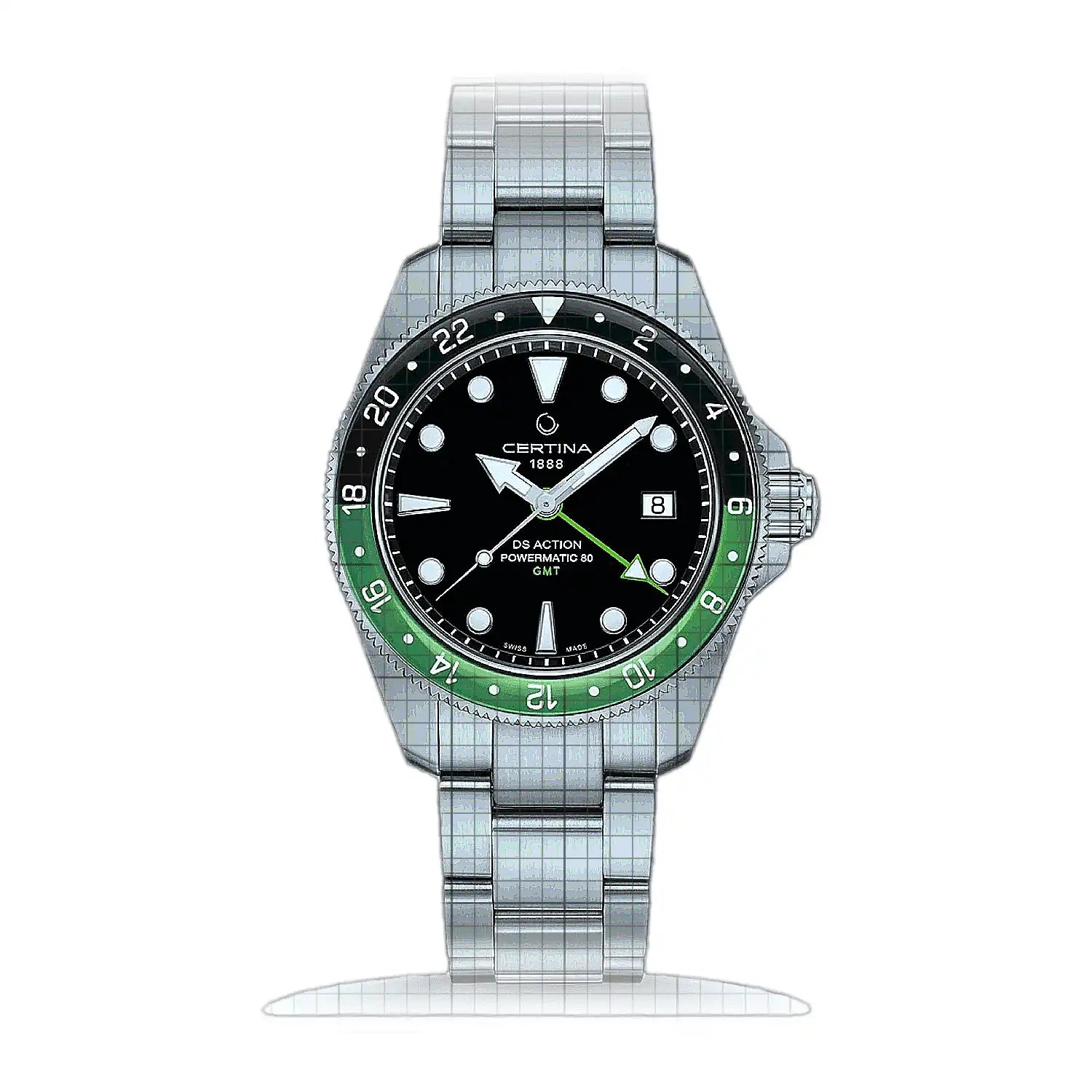 Certina DS Action GMT Powermatic 80 C032.929.11.051.00 Black Dial Stainless steel 41mm Watch