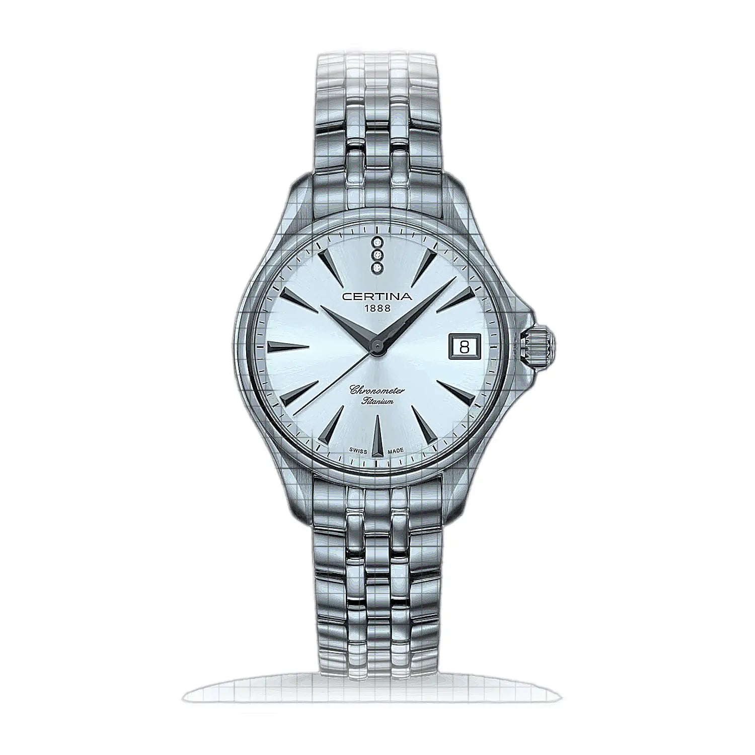 Certina DS Action Lady Diamonds C032.051.44.036.00 Silver Dial Titanium 34mm Watch