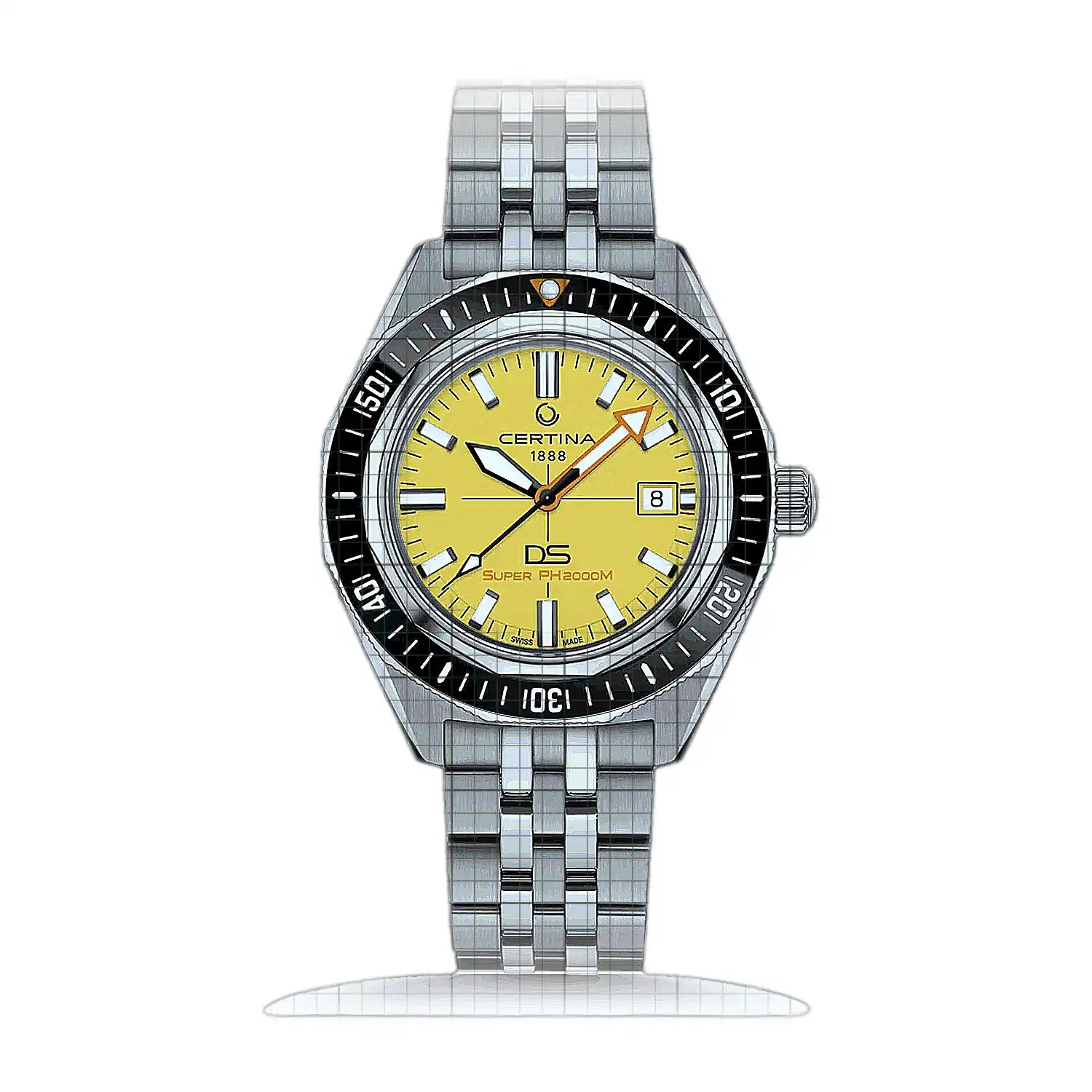 Certina DS SUPER PH2000M C050.607.44.361.02 Yellow Dial Titanium 43mm Watch