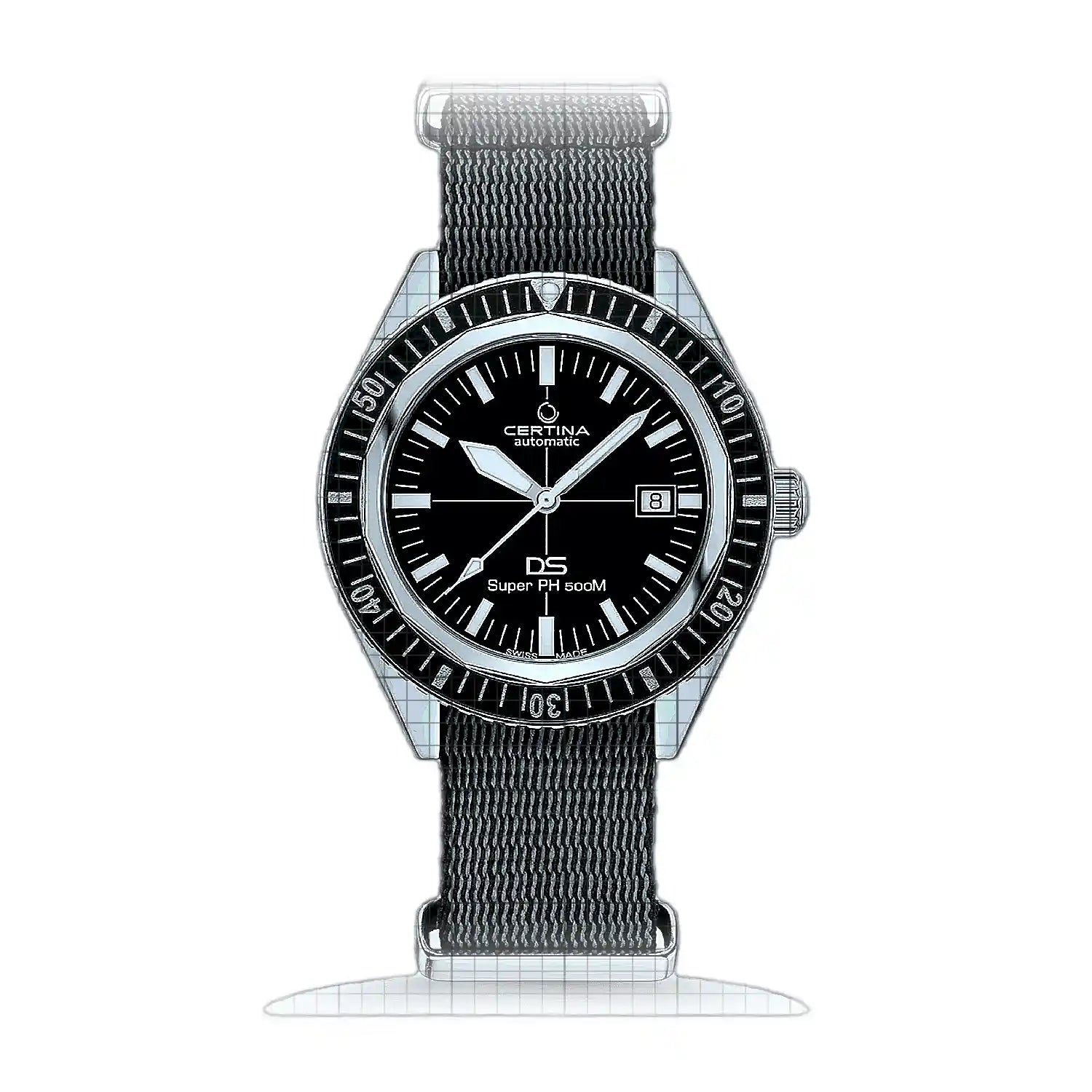 Certina DS Super PH500M C037.407.18.050.00 Black Dial Stainless steel 43mm Watch