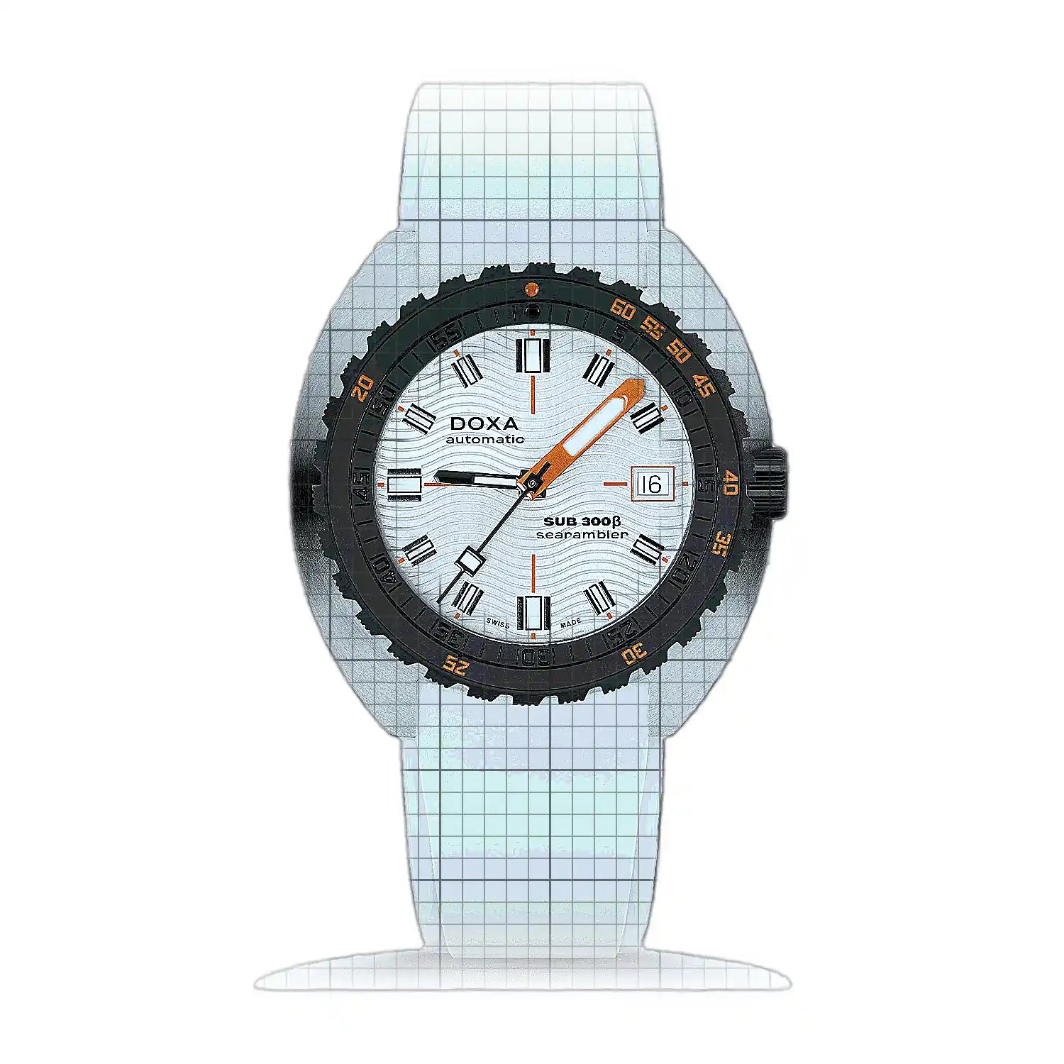 Doxa SUB 300β Searambler 830.10.021.23 Silver Dial Stainless steel 43 x 45mm Watch