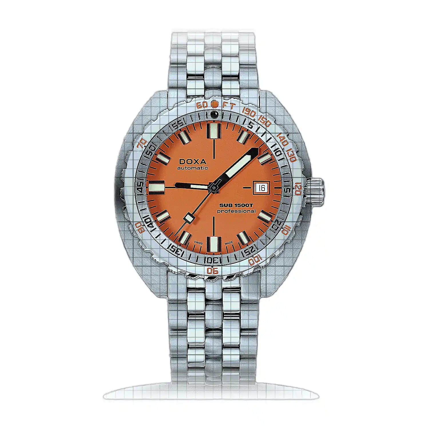 Doxa Sub 1500T Professional 883.10.351.10 Orange Dial Stainless steel 45mm Watch