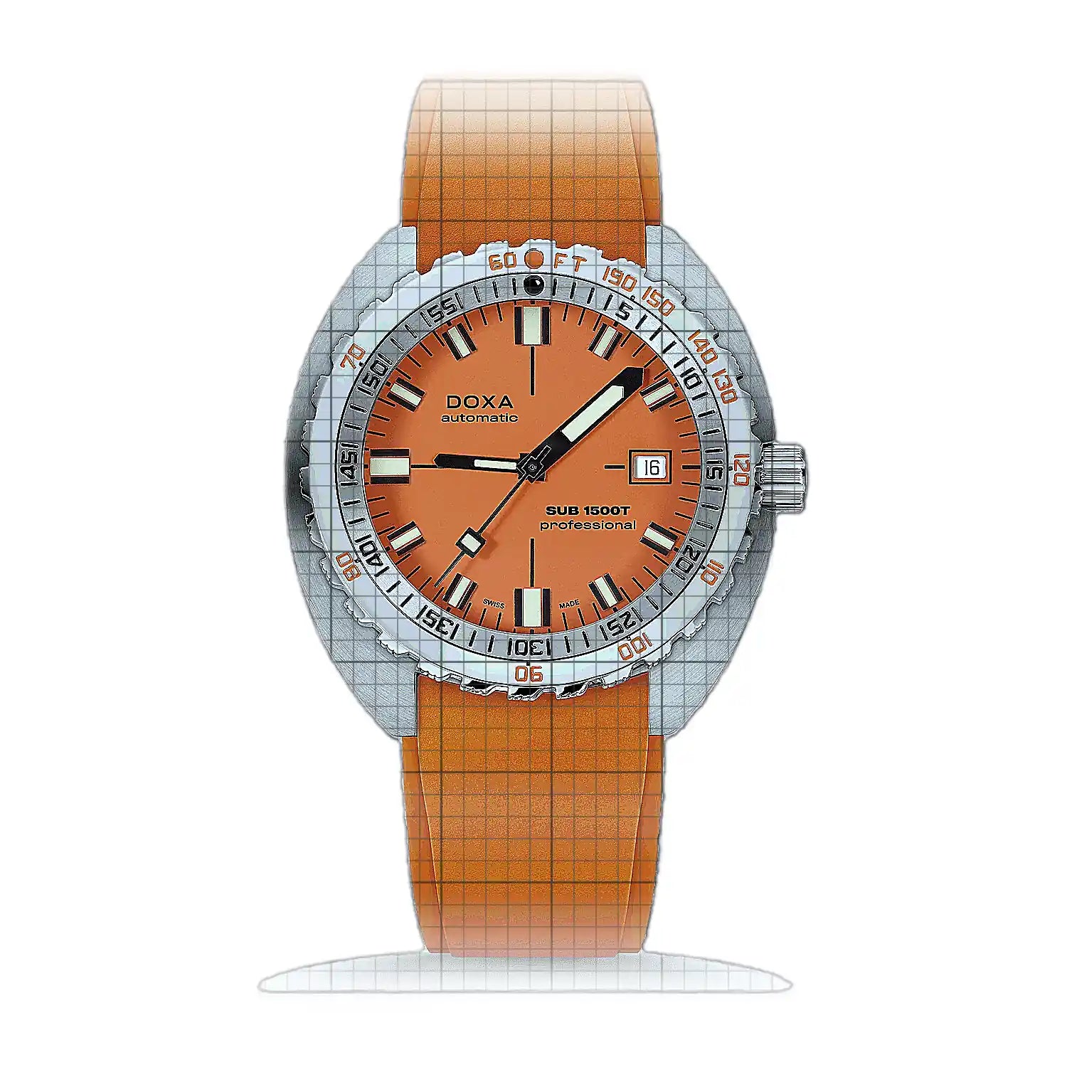Doxa Sub 1500T Professional 883.10.351.21 Orange Dial Stainless steel 45mm Watch