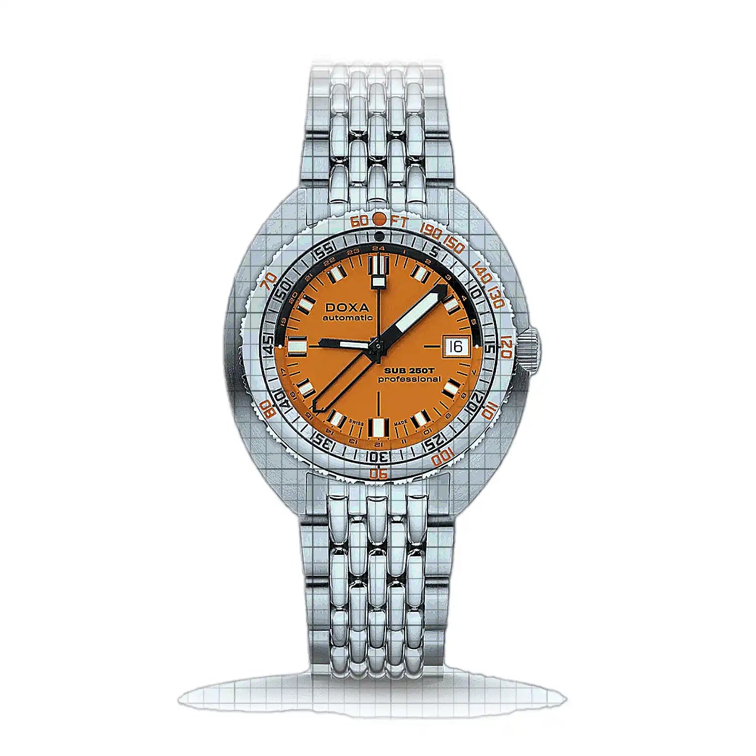 Doxa Sub 250T GMT Professional 855.10.351.10 Orange Dial Stainless steel 40mm Watch