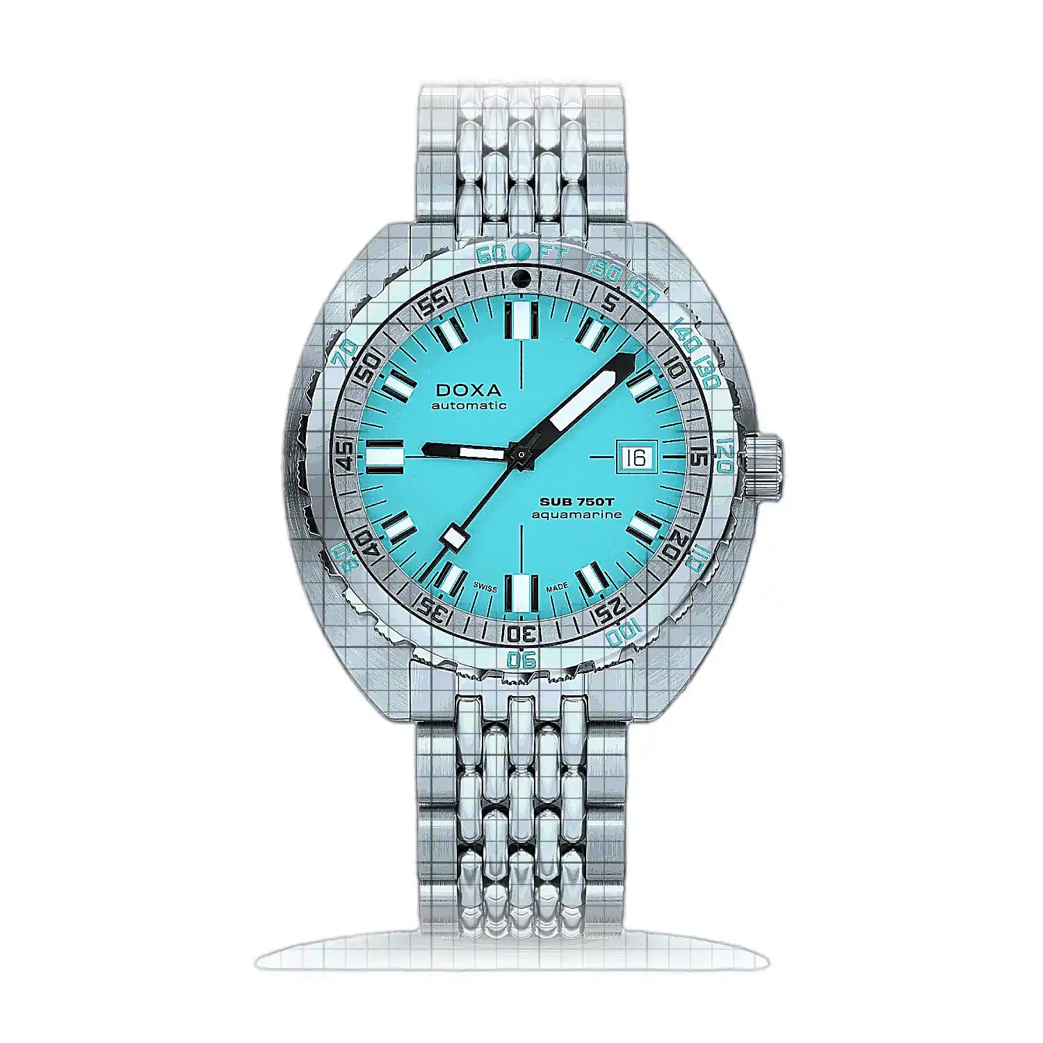Doxa Sub 750T Aquamarine 825.10.241.10 Turquoise Dial Stainless steel 45mm Watch