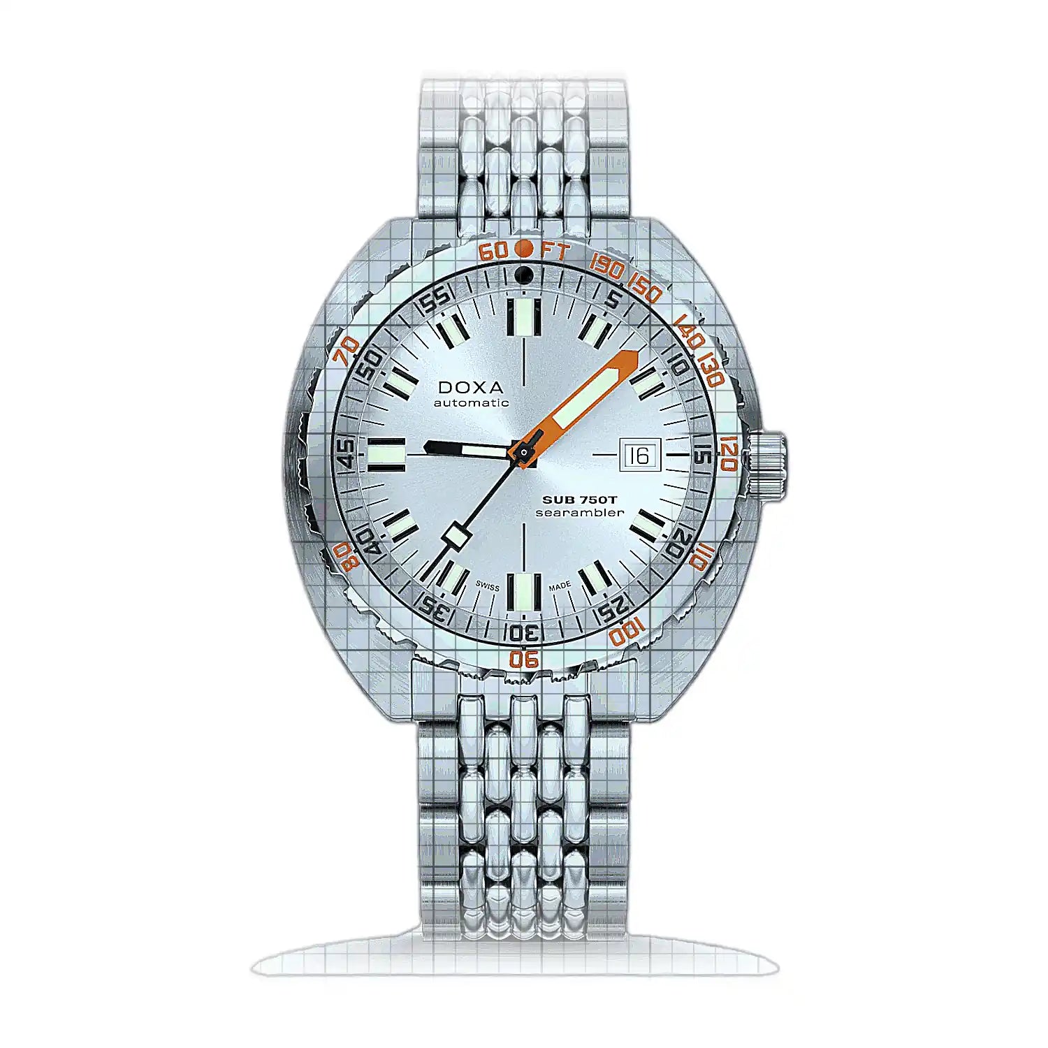 Doxa Sub 750T Searambler 825.10.021.10 Silver Dial Stainless steel 45mm Watch