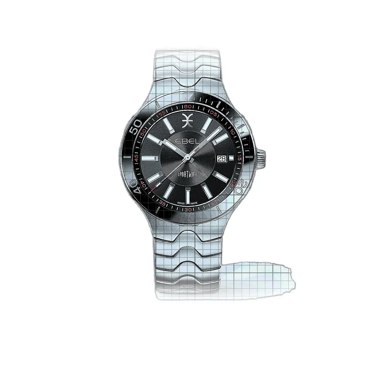 Ebel Wave 1216673 Black Dial Ceramic, Stainless Steel 41mm Watch