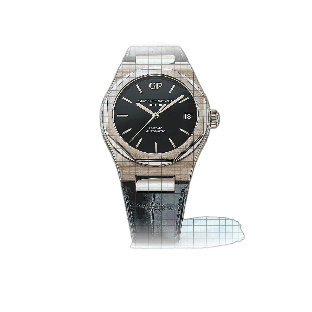 Girard-Perregaux Laureato 81010-52-3118-1CC Horloge met zwarte wijzerplaat en roségouden kast, 42 mm