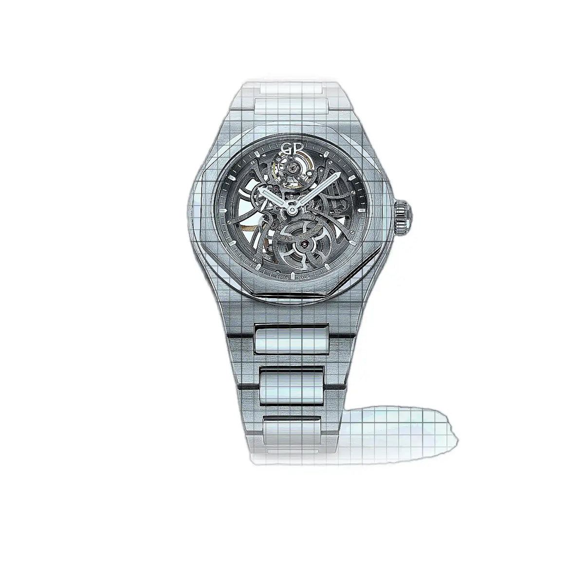 Montre Girard-Perregaux Laureato 81015-11-001-11A, cadran squelette, acier inoxydable, 42 mm