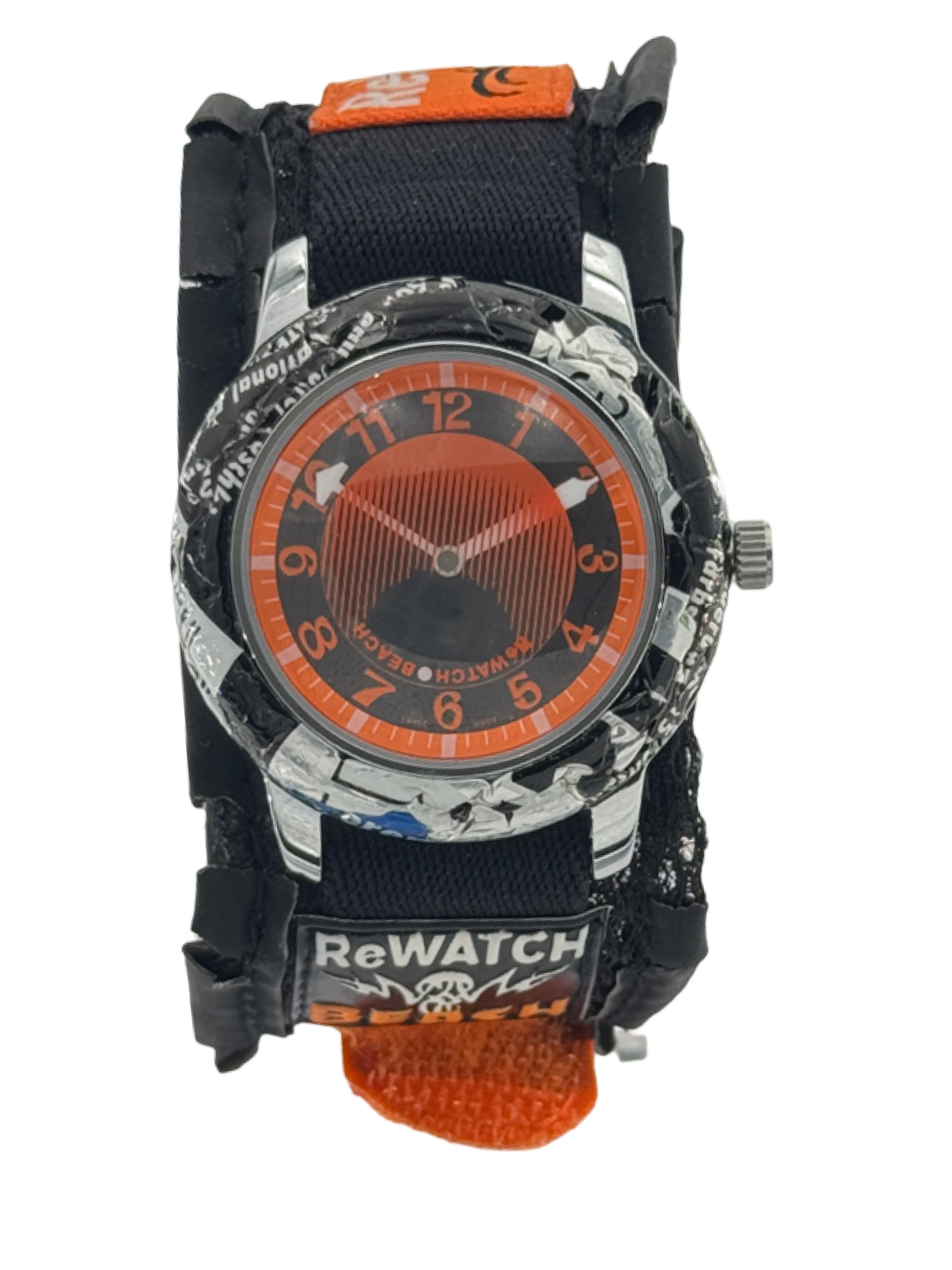 ReWATCH Swiss Made „Beach“ Quarz Vintage Uhr – Orange Lünette aus recyceltem Material