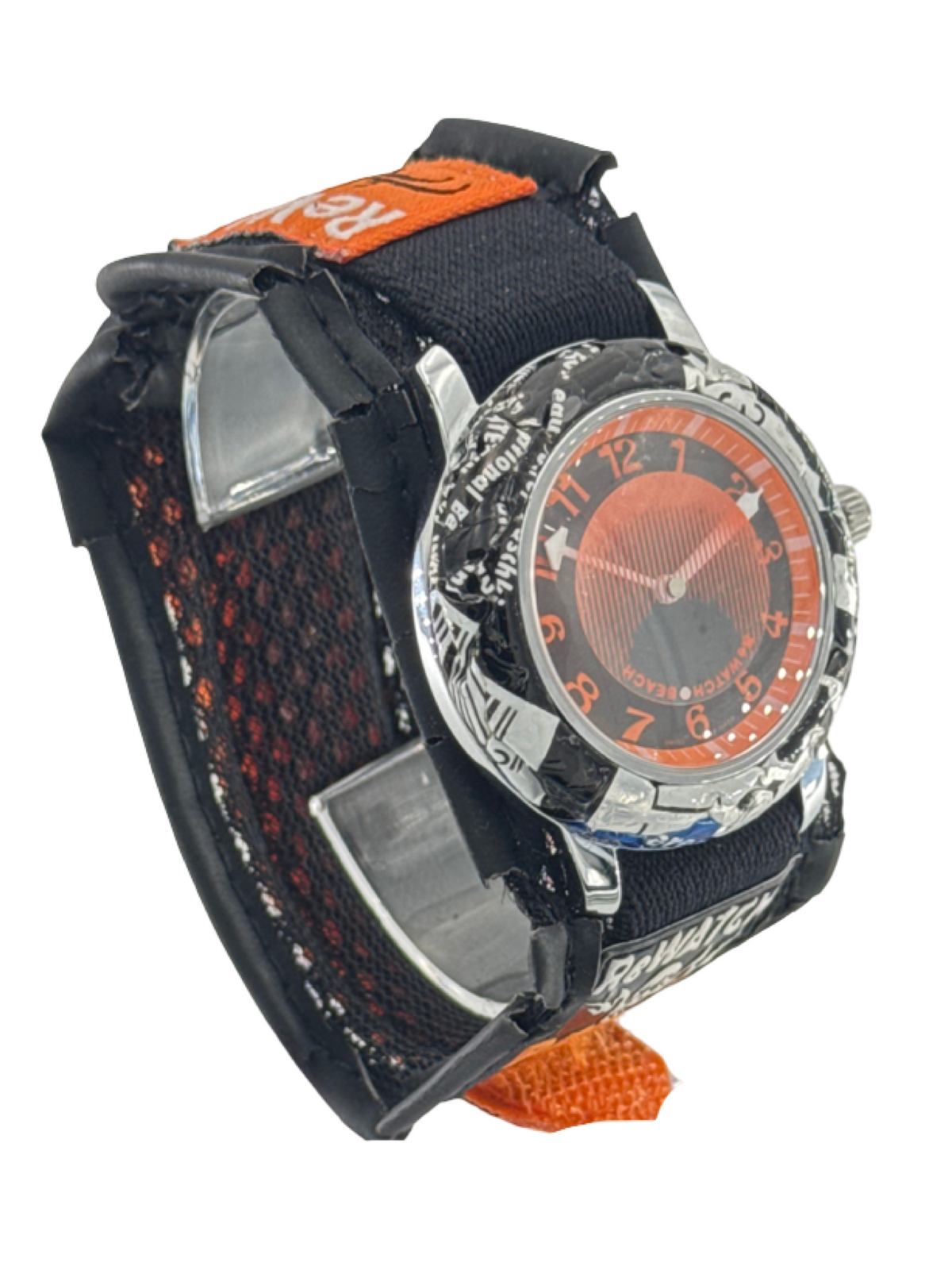 ReWATCH Swiss Made „Beach“ Quarz Vintage Uhr – Orange Lünette aus recyceltem Material