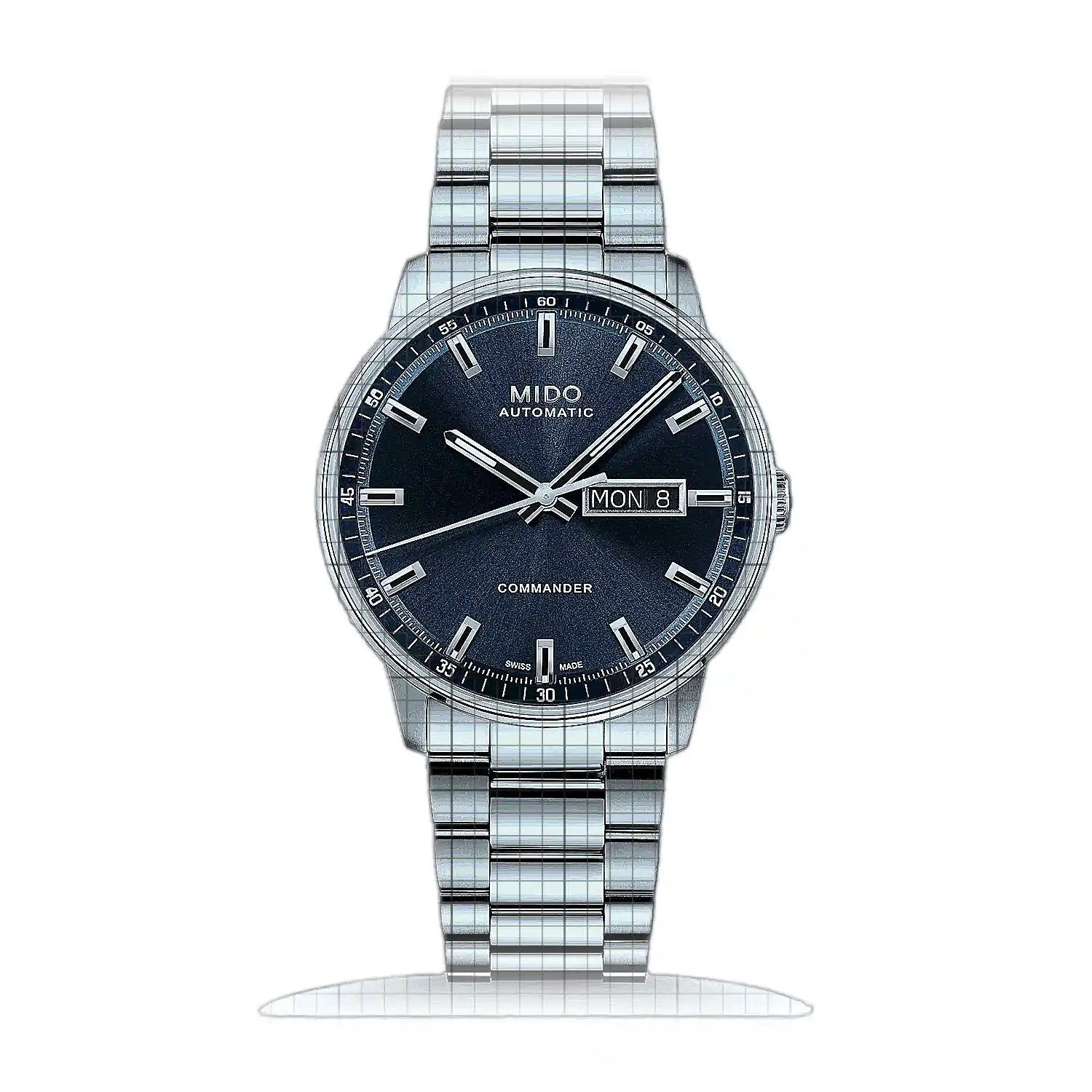 Mido Commander Datoday M021.430.11.041.00 Blue Dial Stainless steel 40mm Watch