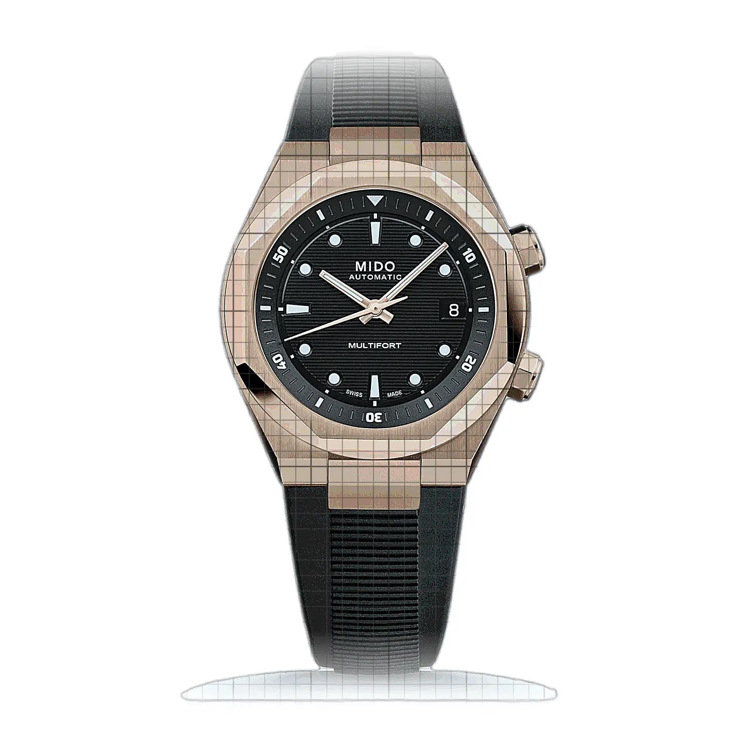 Mido Multifort 8 Two Crowns M047.507.37.051.00 Black Dial Stainless steel 40mm Watch