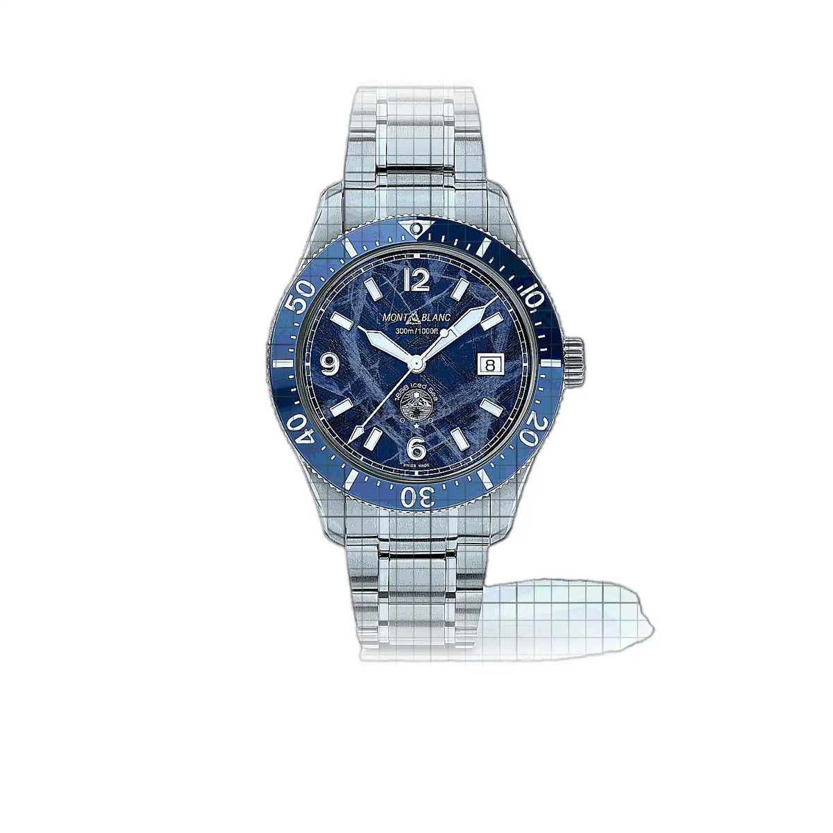 Montblanc 1858 MB129369 Blaues Zifferblatt, Edelstahl, 41 mm Uhr