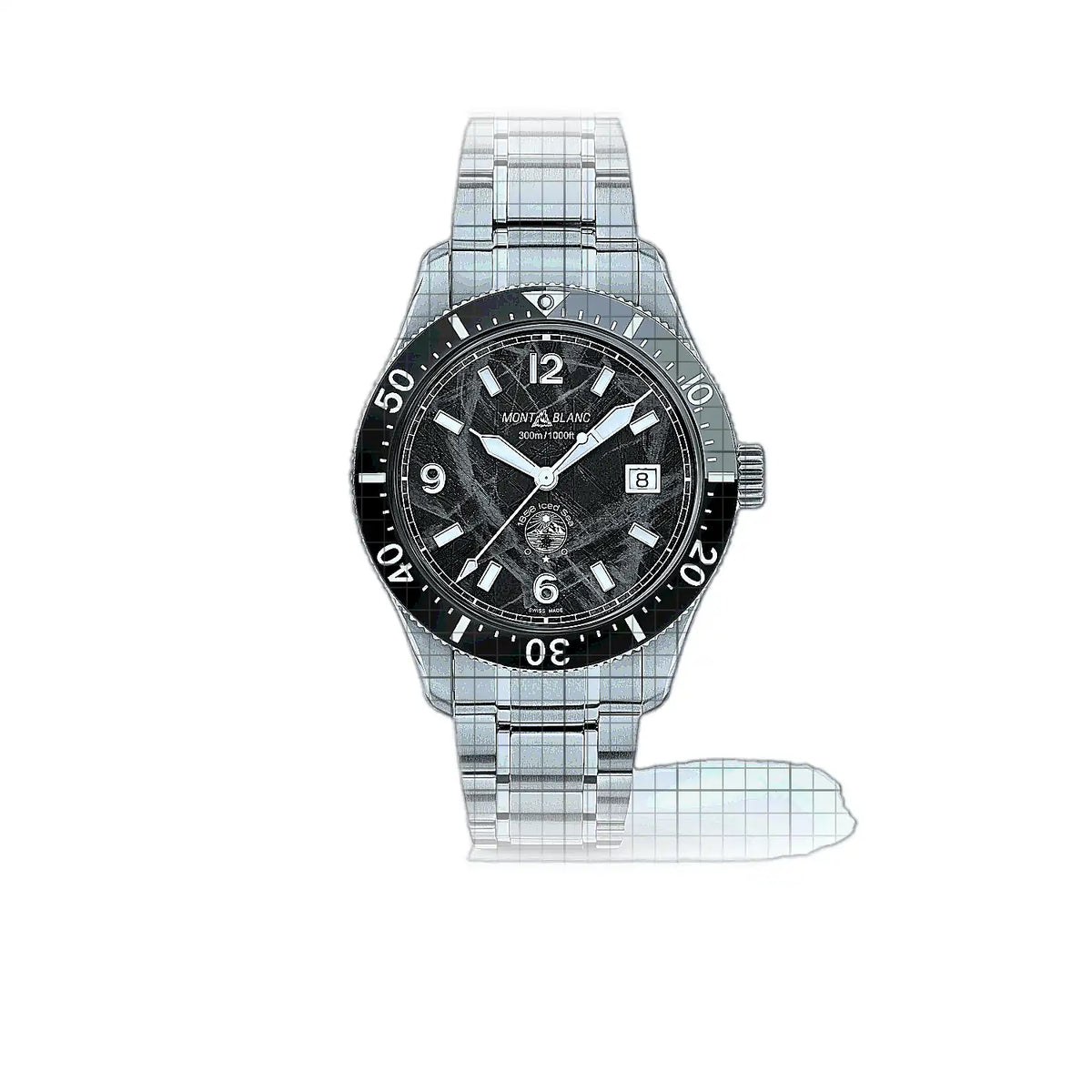 Montre Montblanc 1858 MB129371 Noir Cadran en acier inoxydable, 41 mm