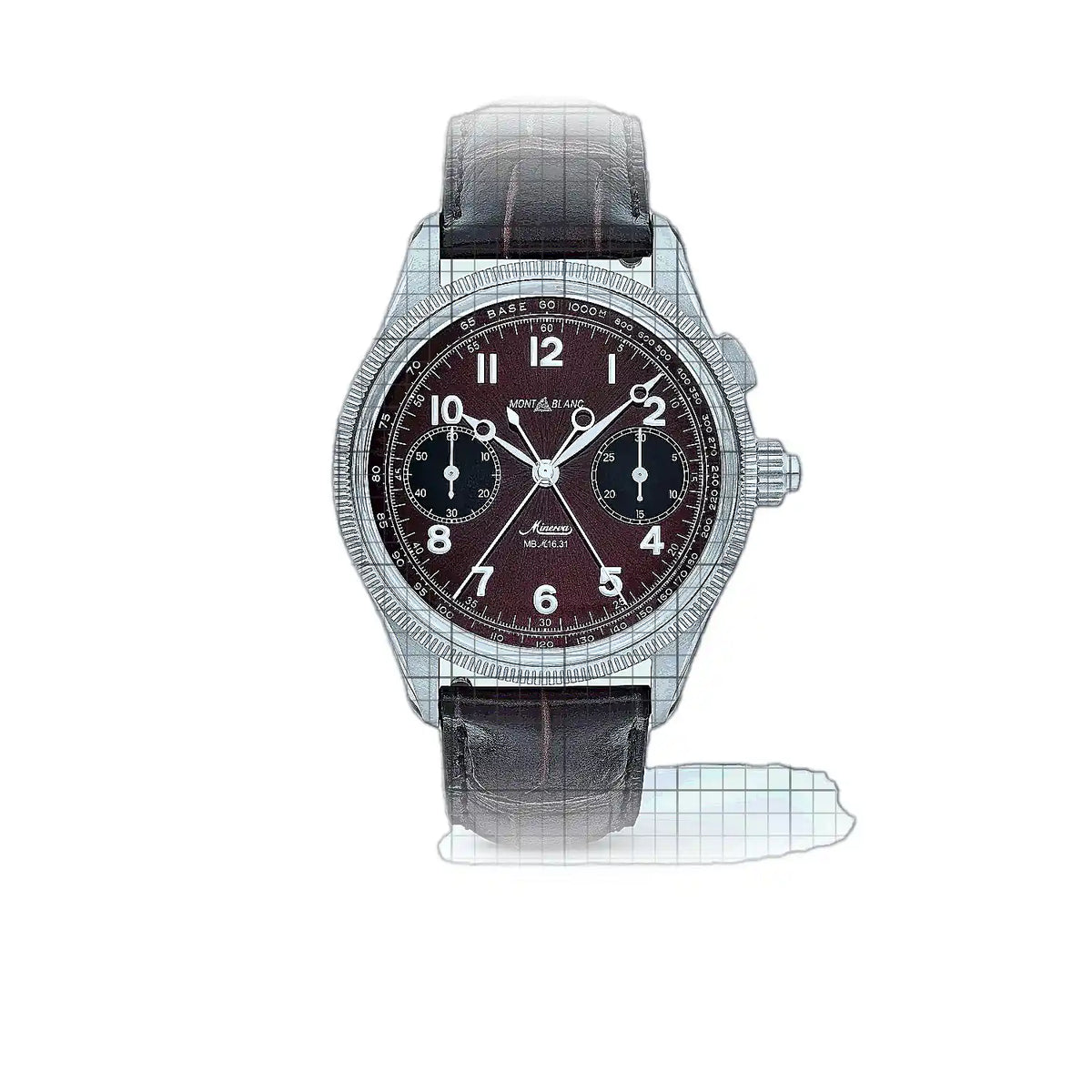 Montblanc 1858 MB134029 Horloge met rode wijzerplaat, witgoud, 44 mm