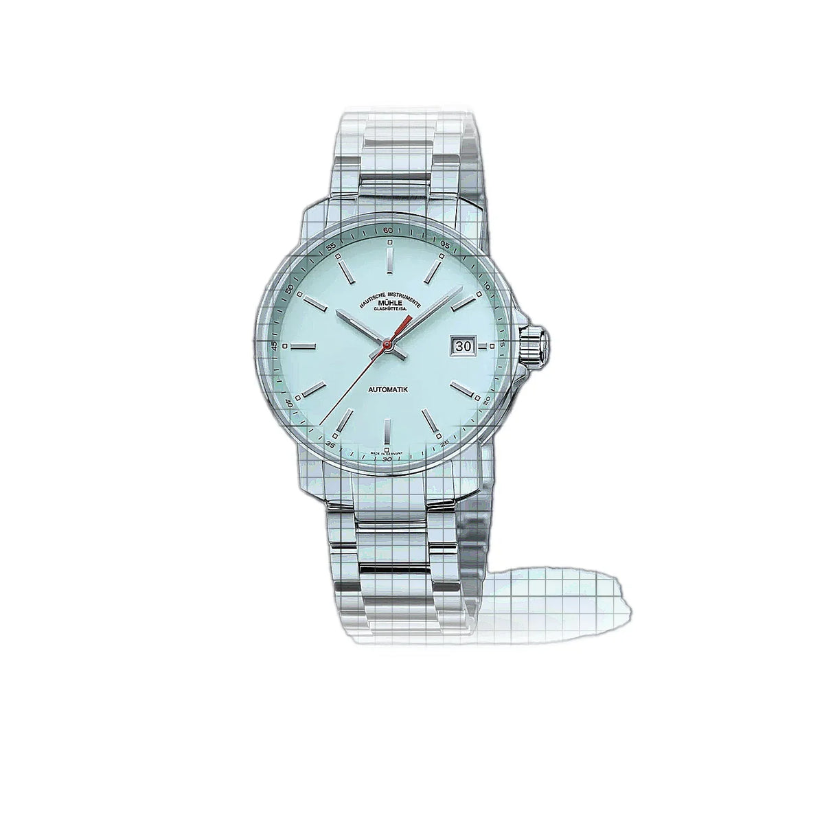 Montre Mühle Glashütte 29er M1-25-29-200-MB, cadran bleu, acier inoxydable, 37 mm