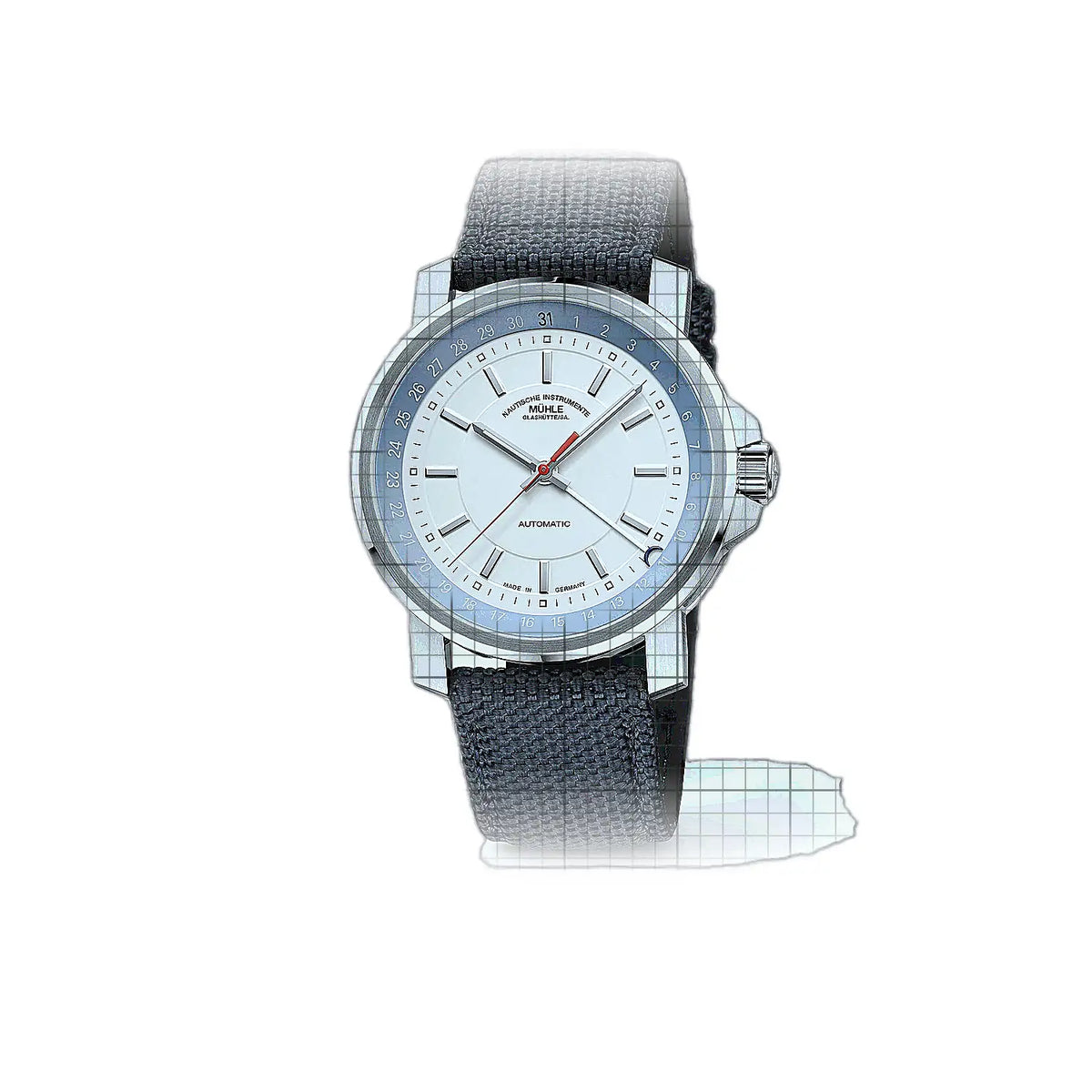 Mühle Glashütte 29er M1-25-32-200-CB Blanc Montre à cadran en acier inoxydable, 42 mm
