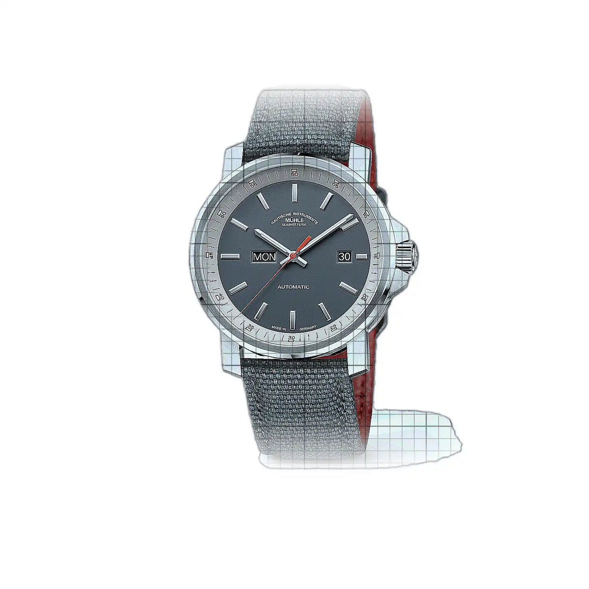 Mühle Glashütte 29er M1-25-34-200-CB-V Gris Montre à cadran en acier inoxydable, 42 mm