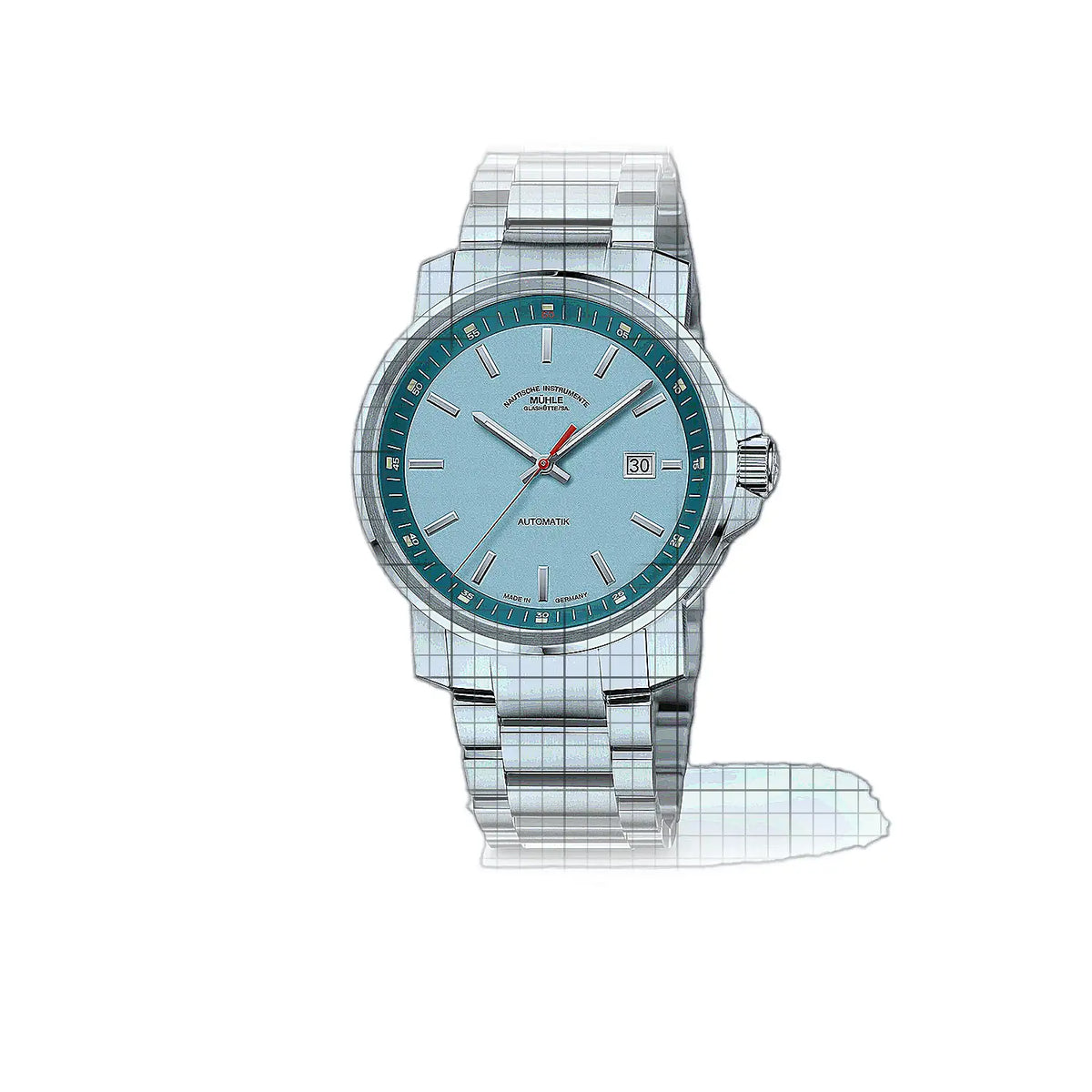 Montre Mühle Glashütte 29er M1-25-39-200-MB, cadran bleu, acier inoxydable, 42 mm