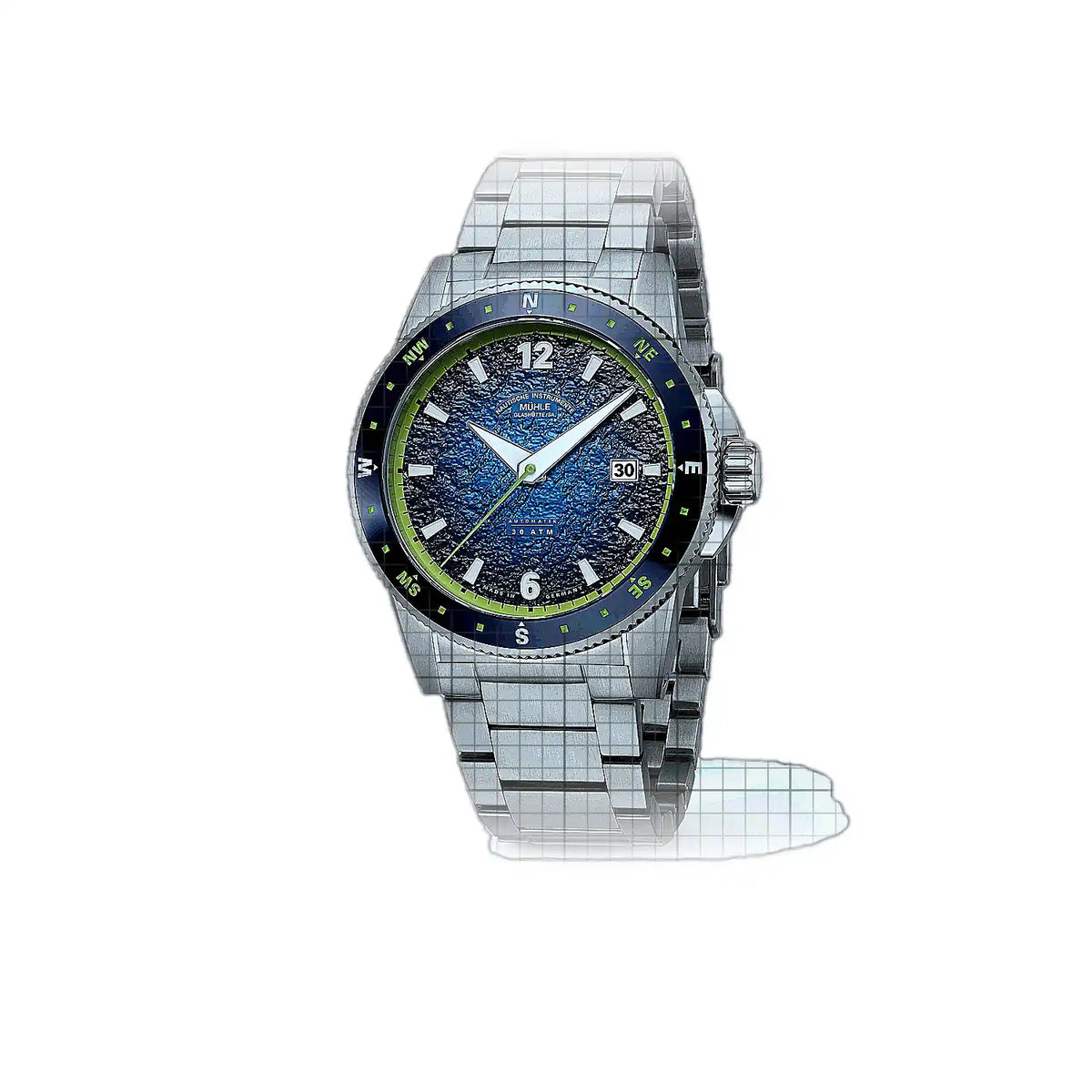 Mühle Glashütte Mühle-Glashütte Neuheiten M1-52-22-200-MB Blue Dial Stainless steel 43mm Watch
