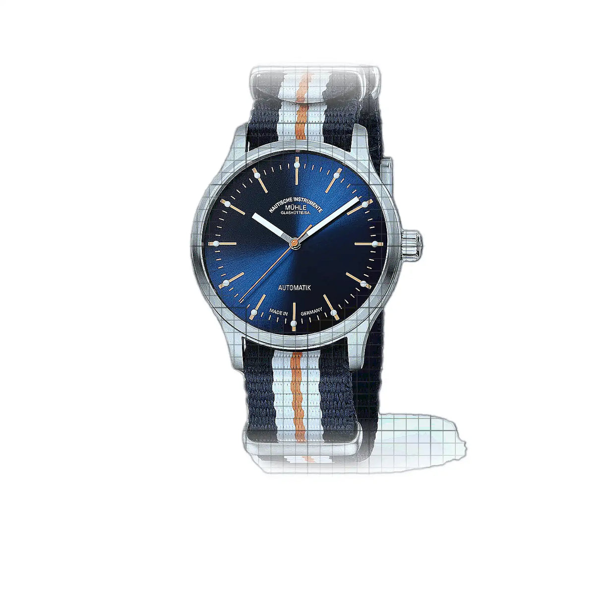 Montre Mühle Glashütte Panova M1-40-72-200-NB-I, cadran bleu, acier inoxydable 40mm