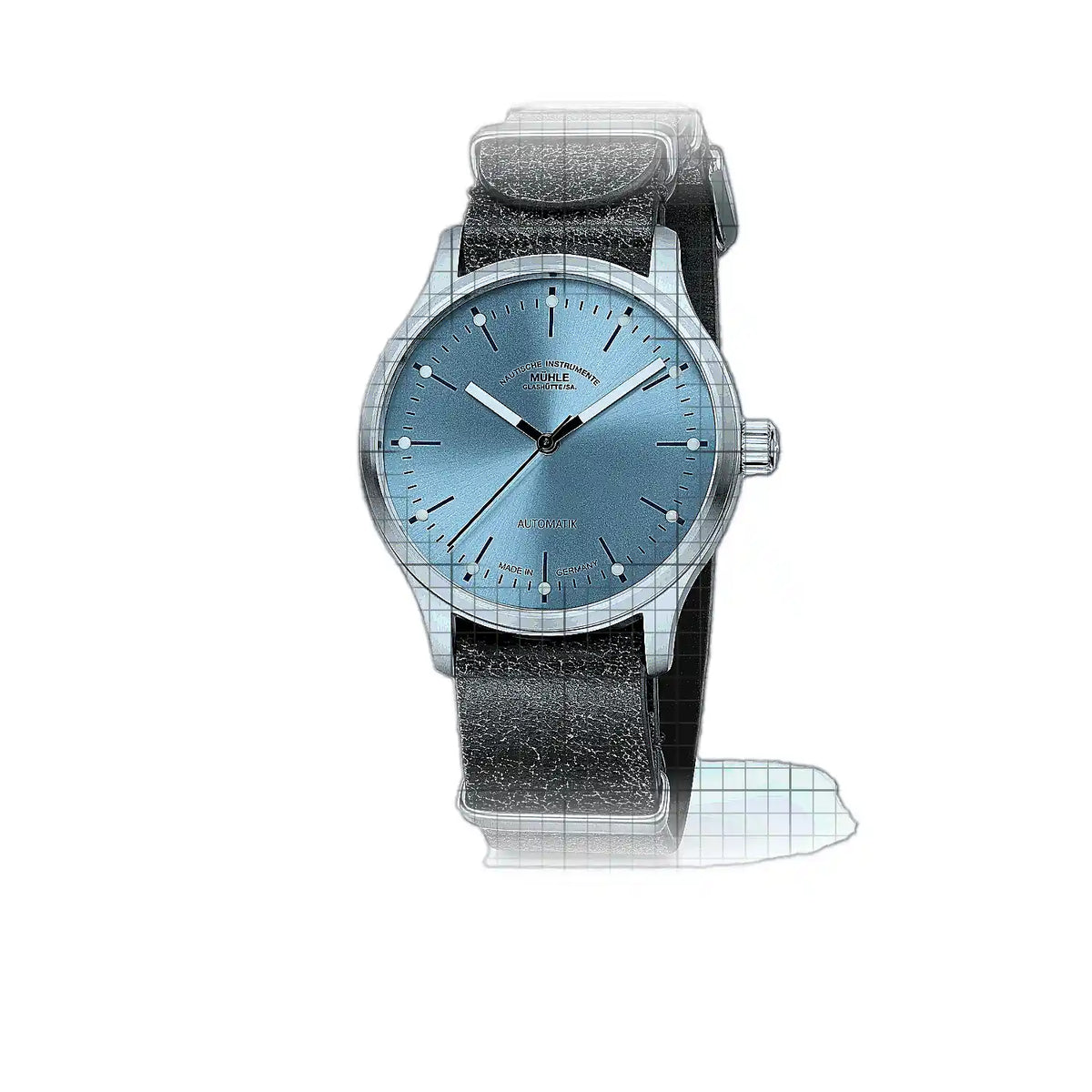 Mühle Glashütte Panova M1-40-79-NB-L-I Cadran bleu Acier inoxydable 40mm Montre