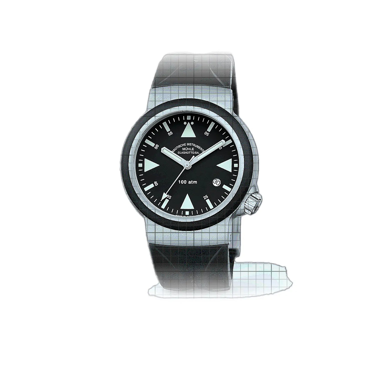 Mühle Glashütte S.A.R. Rescue-Timer M1-41-03-200-KB Noir Cadran en acier inoxydable, 42 mm
