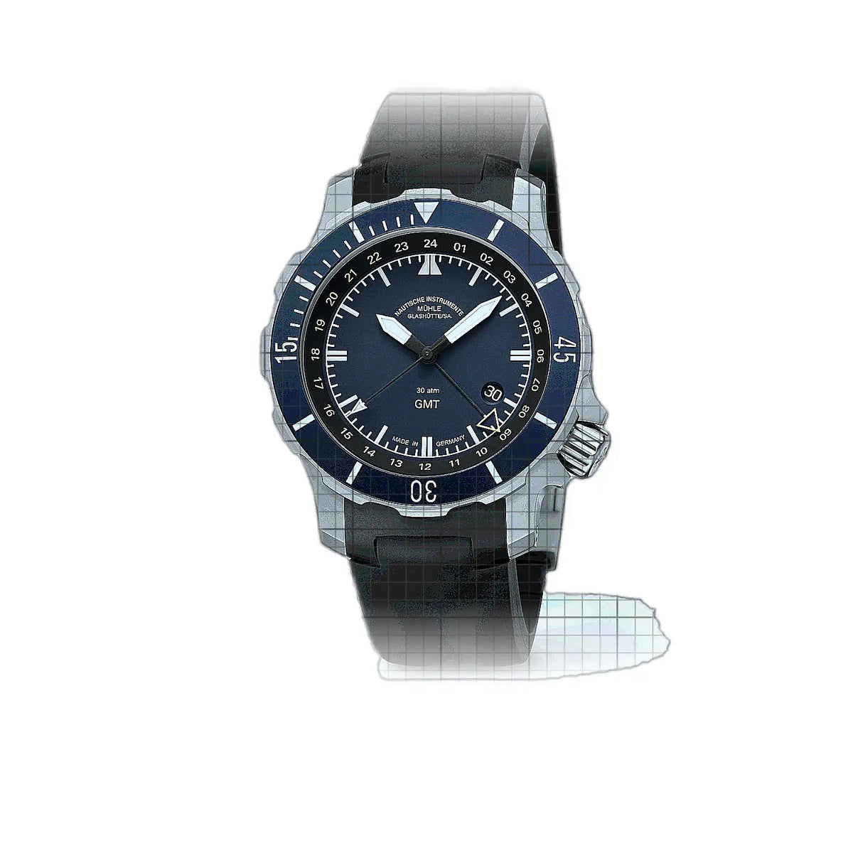 Mühle Glashütte Seebataillon M1-28-62-200-KB Blaues Zifferblatt, Titan, 44 mm Uhr