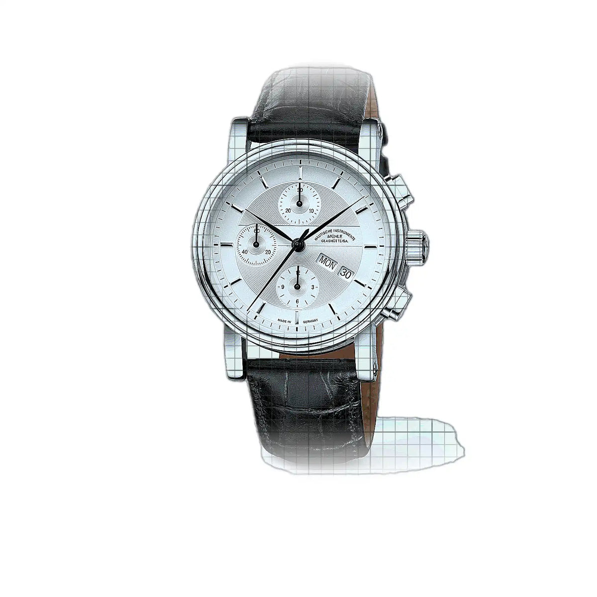 Montre Mühle Glashütte Teutonia M1-30-95-200-LB, cadran argenté, acier inoxydable, 42 mm
