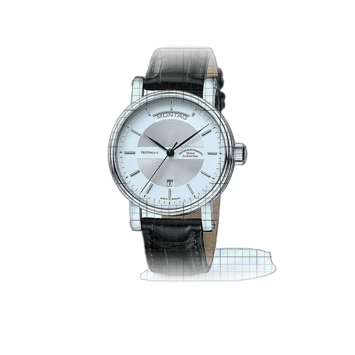Montre Mühle Glashütte Teutonia M1-33-65-200-LB, cadran argenté, acier inoxydable, 41 mm