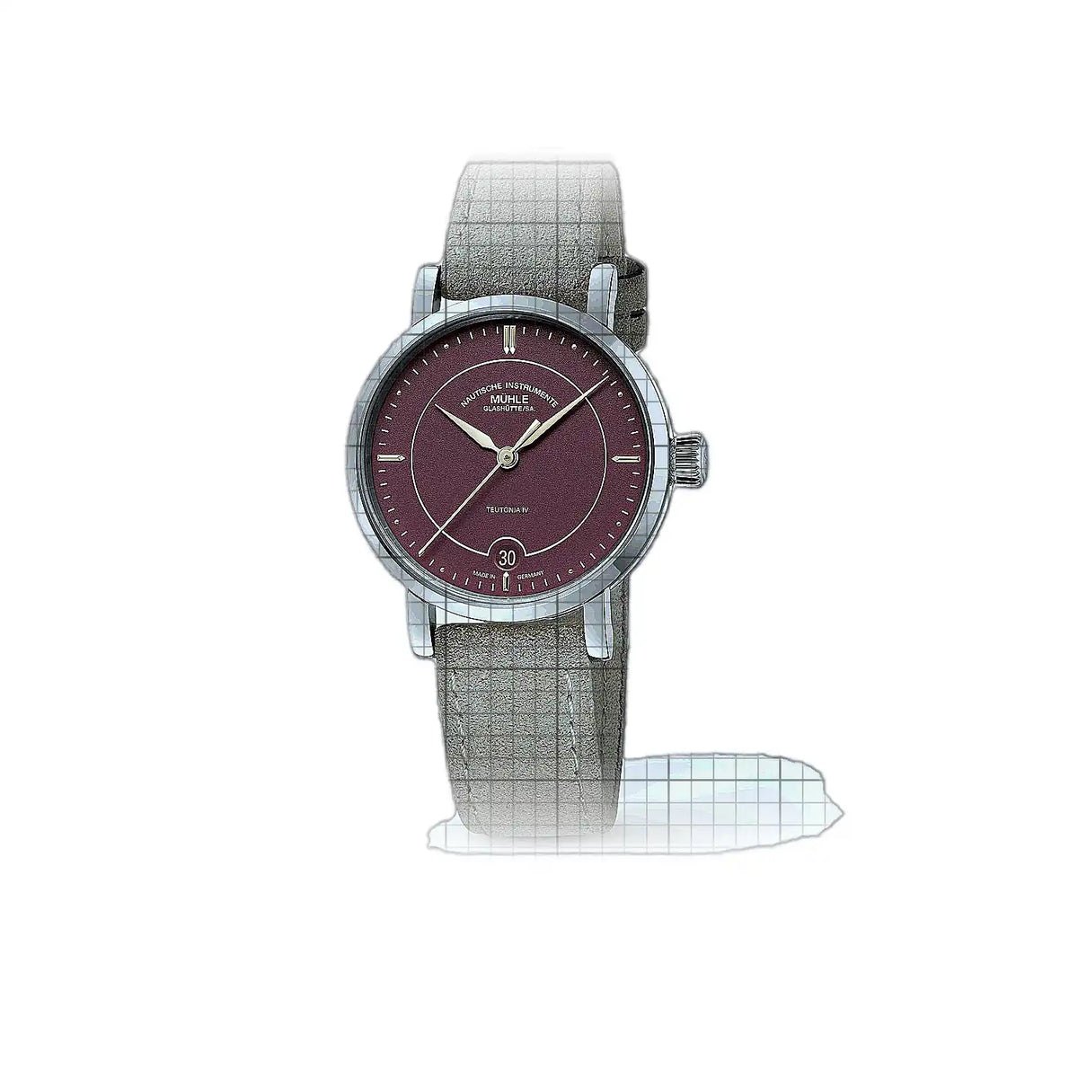 Mühle Glashütte Teutonia M1-44-59-200-LB-V-VII Rouge Cadran en acier inoxydable, 34 mm