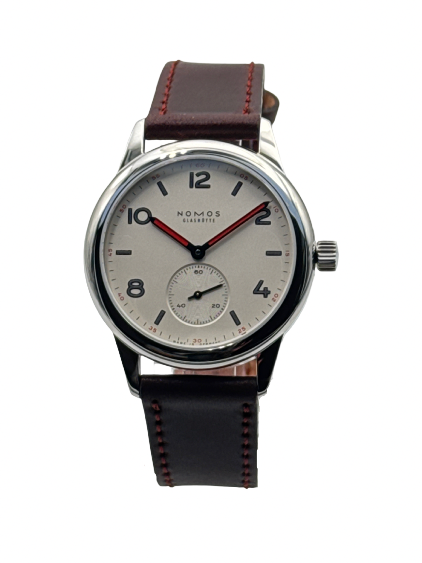 Nomos Glashütte Club Handaufzug Weiß 36 mm