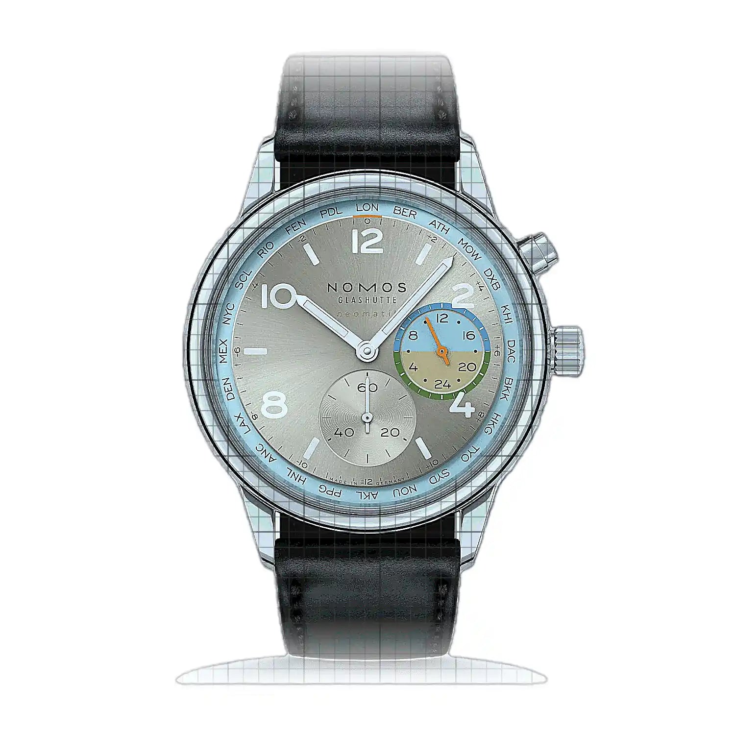 Nomos Glashutte Club Sport neomatik Weltzeit Roam 790.S10 Champagne Dial Stainless steel 40mm Watch