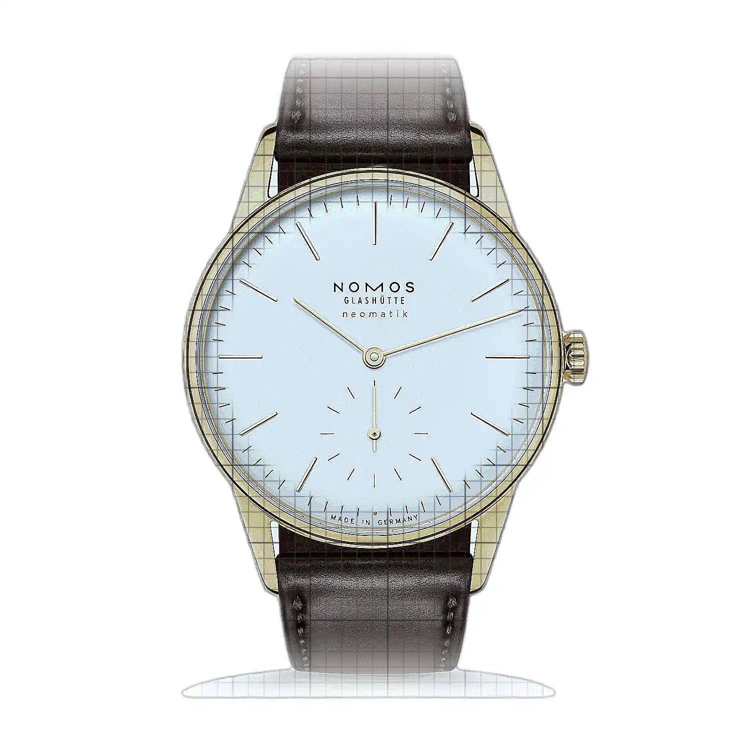 Nomos Glashutte Orion Gold neomatik dore 349 White Dial Gold 36mm Watch
