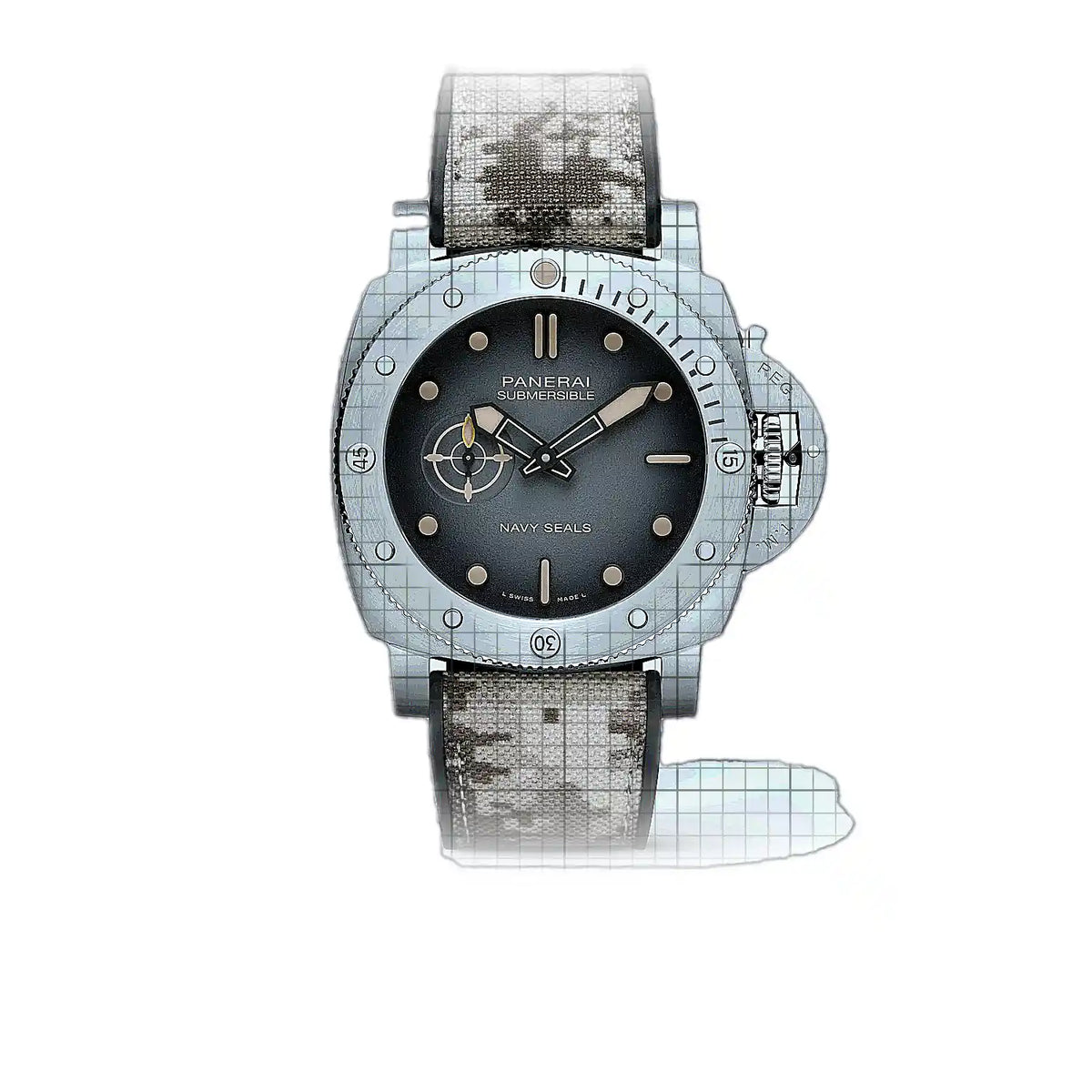 Panerai Submersible PAM01518 Horloge met zwarte wijzerplaat, roestvrij staal, 44 mm