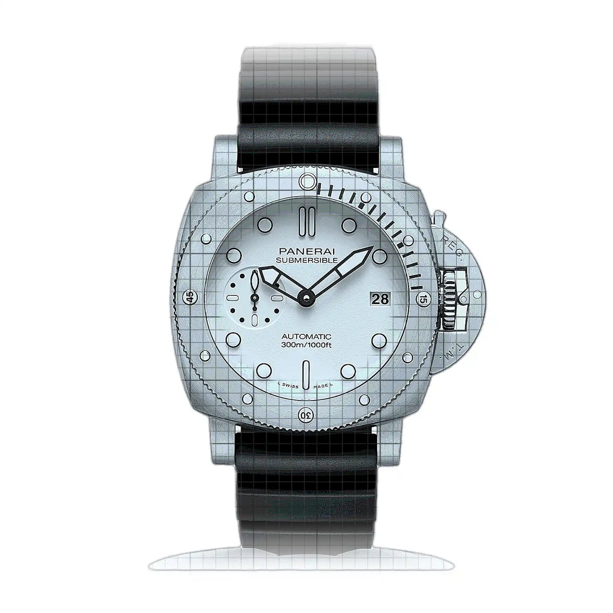 Montre Panerai Submersible PAM01590 Blanc Cadran en acier inoxydable, 42 mm
