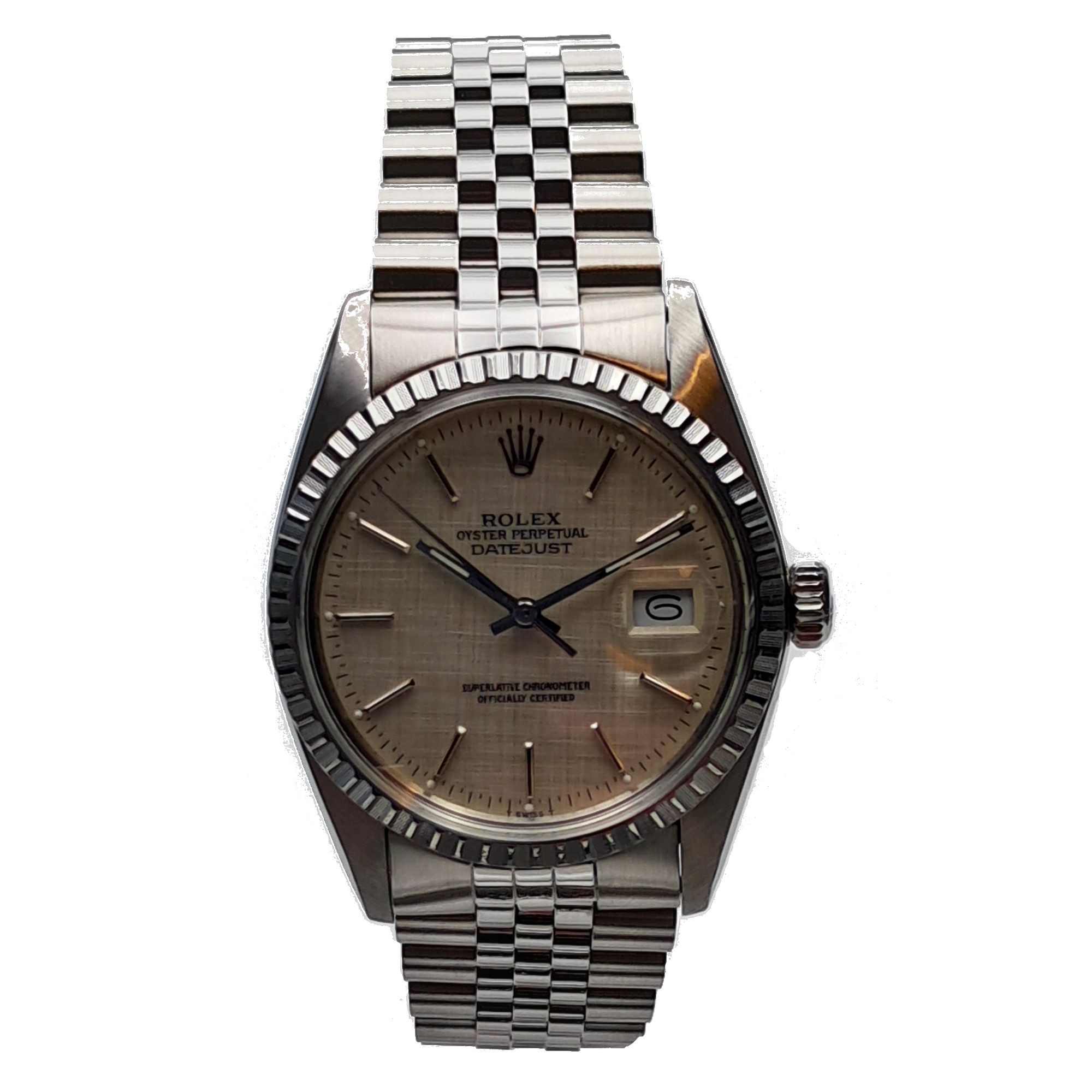 Rolex Datejust Silver Linen Jubilee 36 CPO 1979