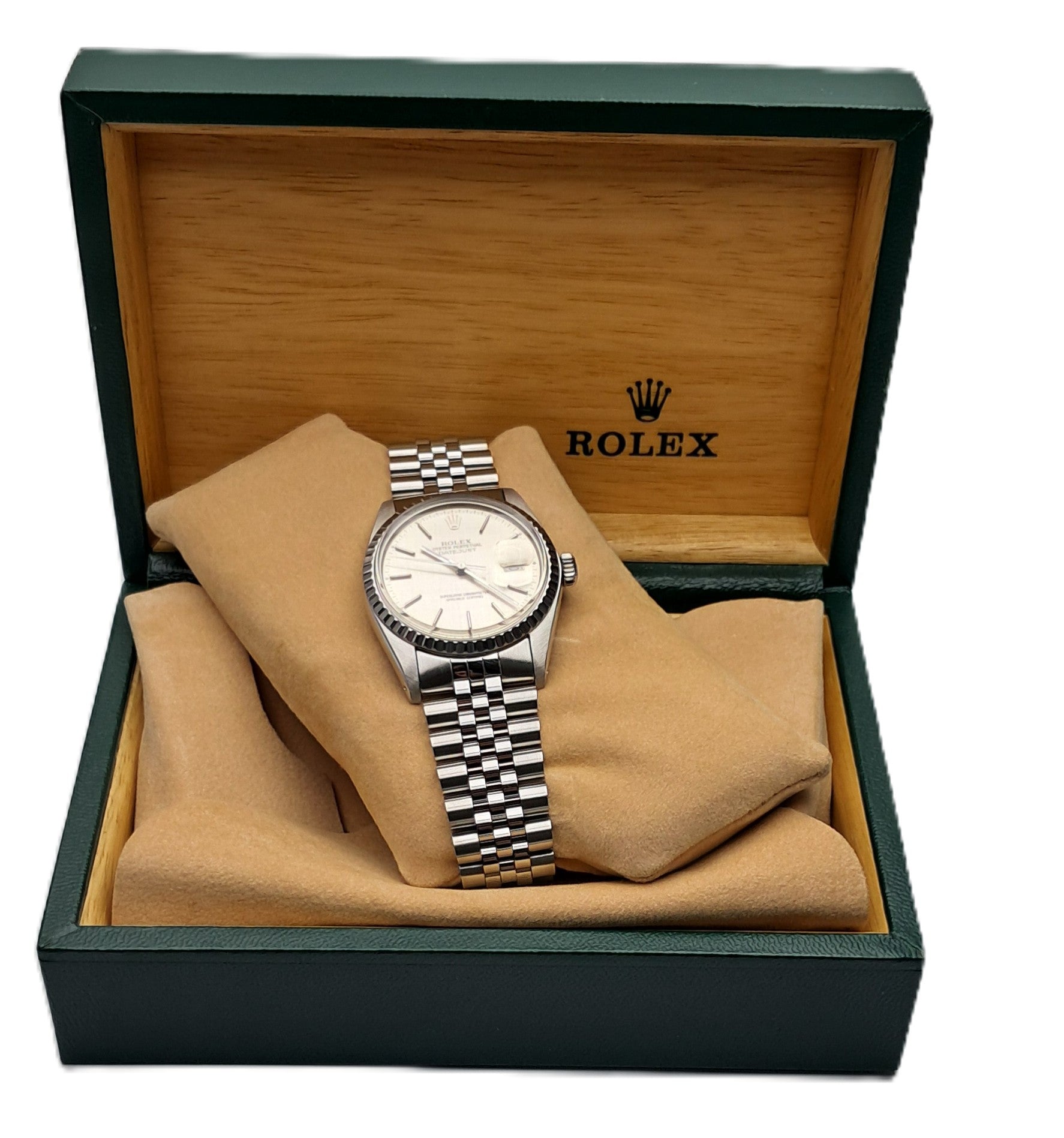 Rolex Datejust Silver Linen Jubilee 36 CPO 1979