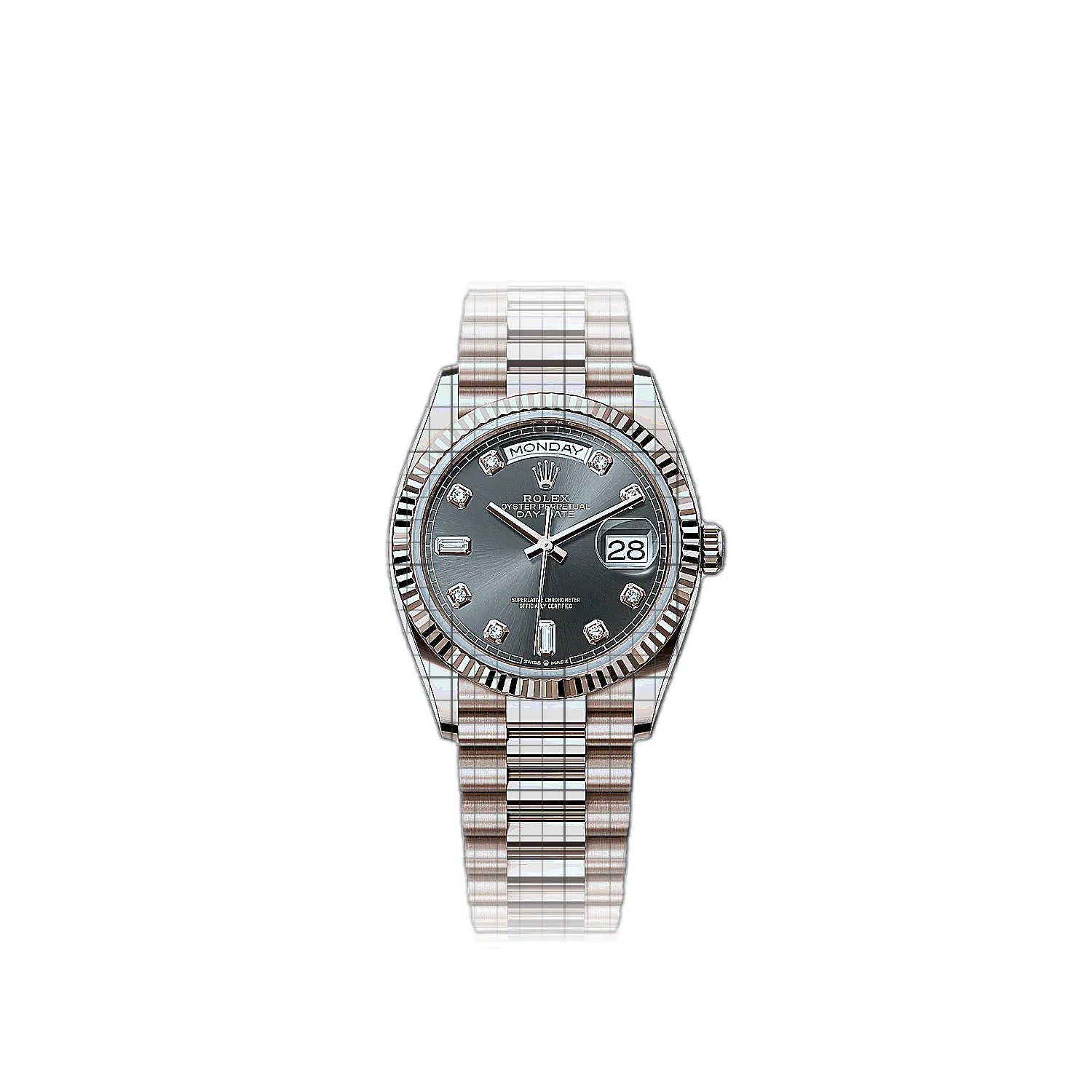 Rolex Day-Date 128235-0050 Grey Dial Rose gold 36mm Watch