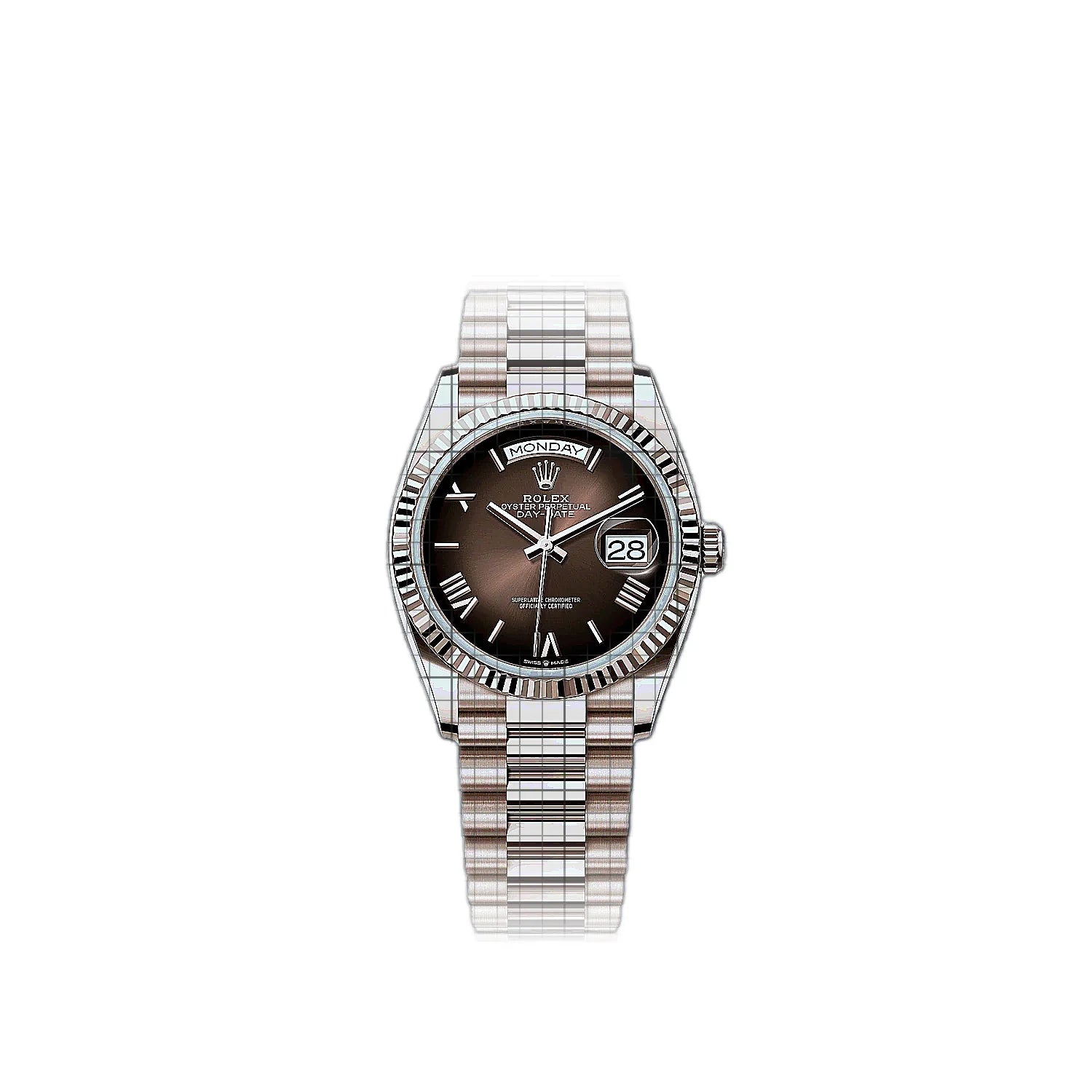 Rolex Day-Date 128235-0075 Brown Dial Rose gold 36mm Watch