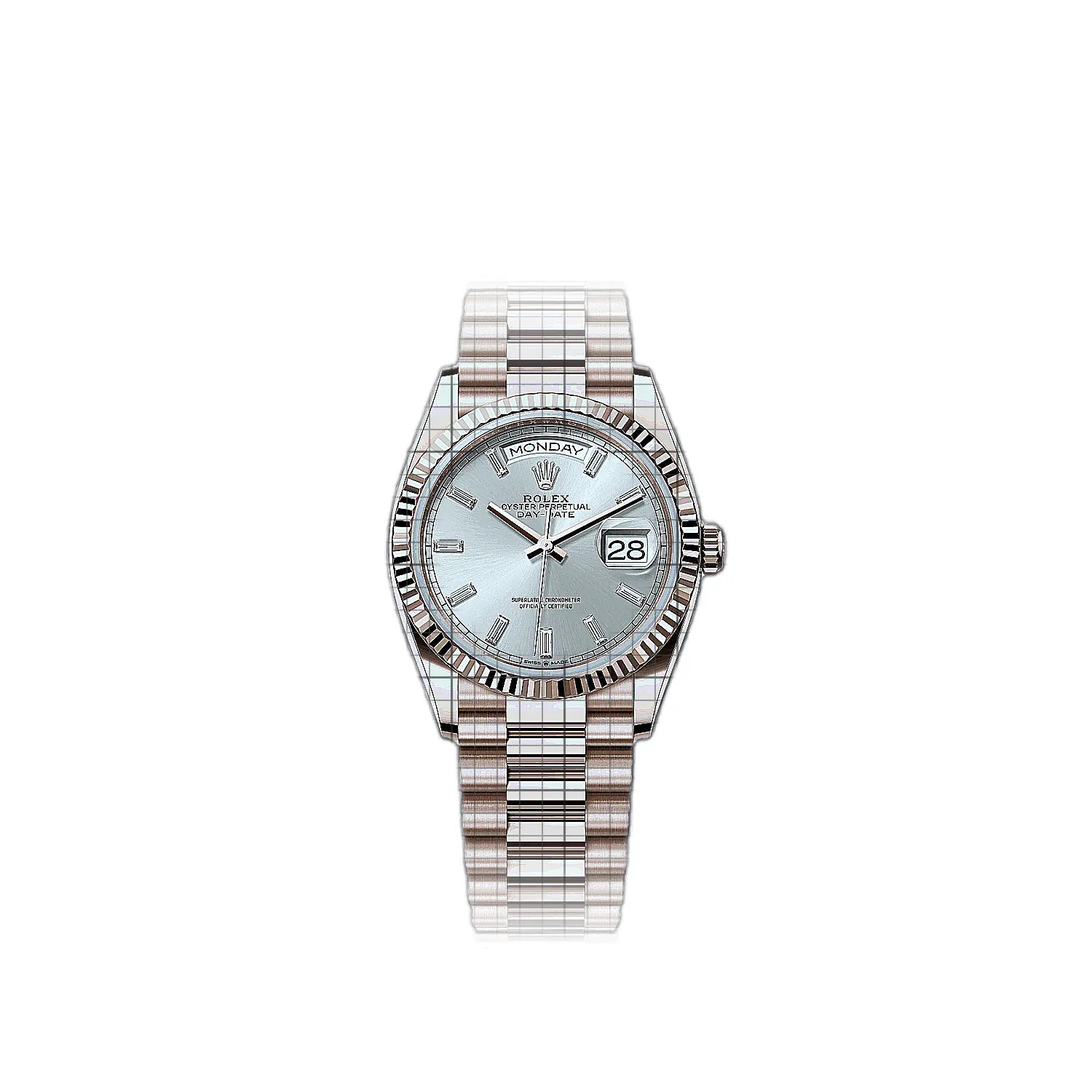 Rolex Day-Date 128235-0087 Silver Dial Rose gold 36mm Watch