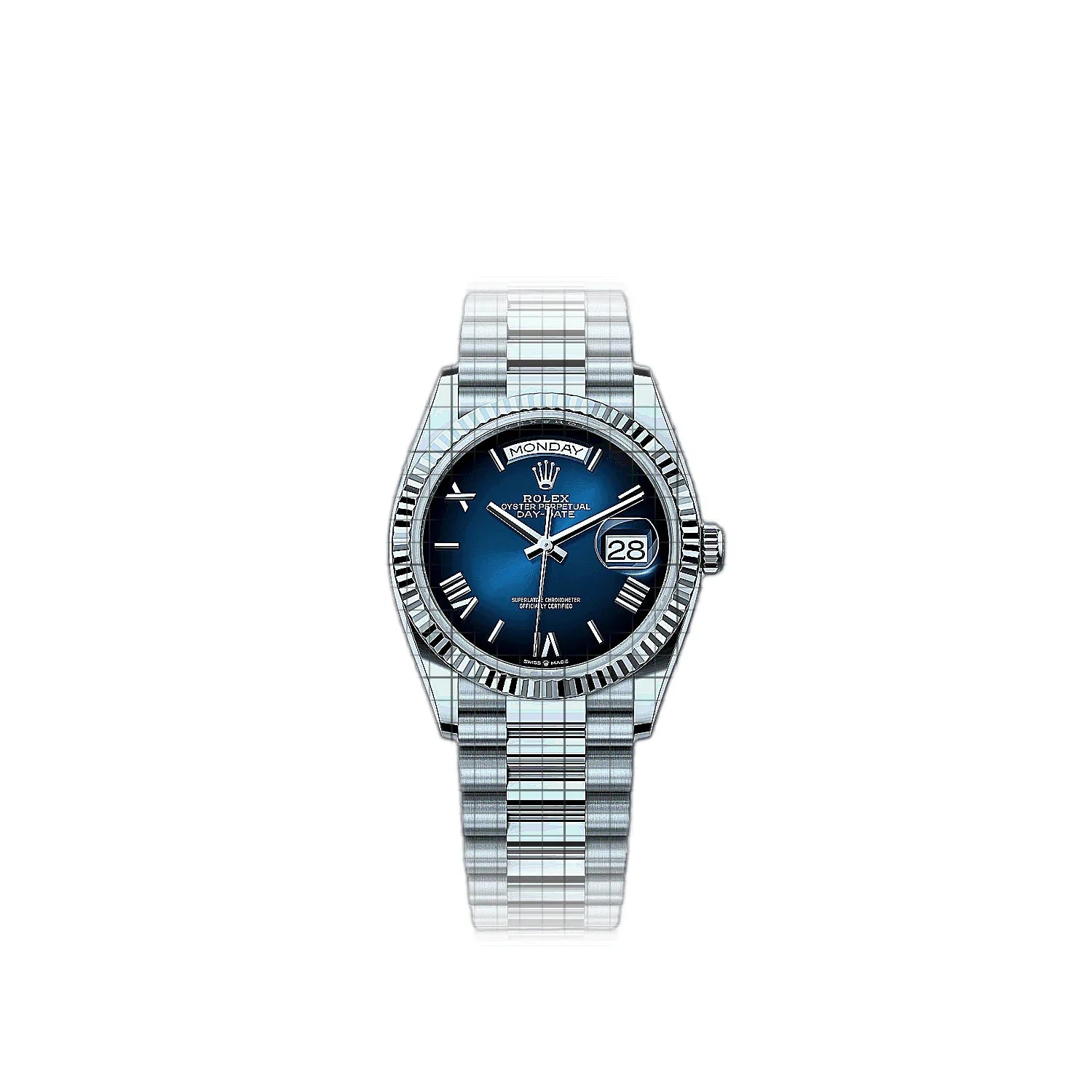 Rolex Day-Date 128236-0020 Blue Dial Platinum 36mm Watch